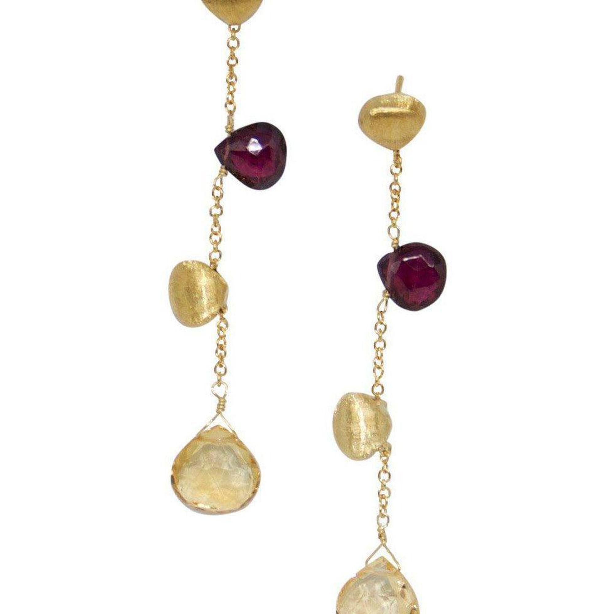 Rhodolite and Citrine Drop Earrings