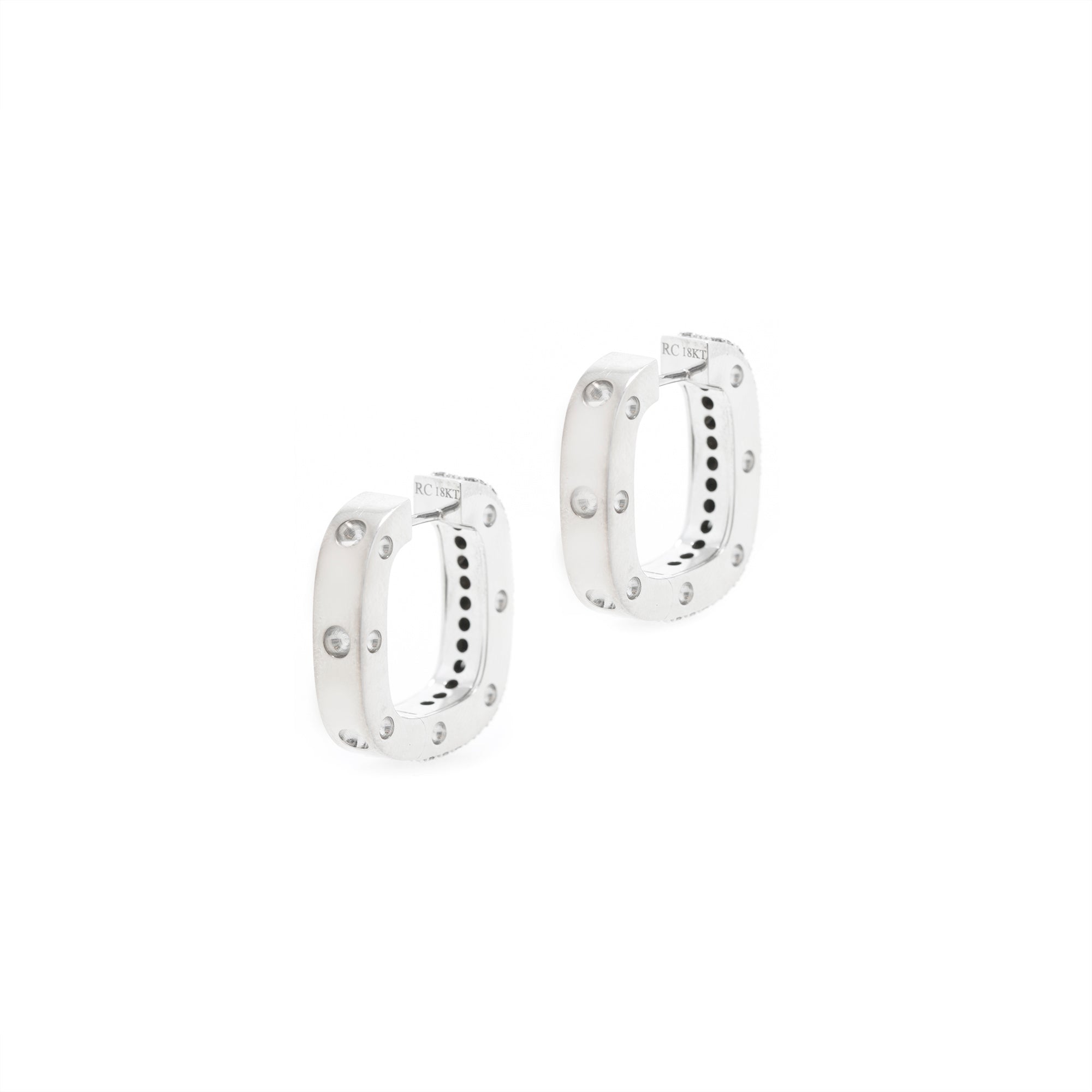 Roberto Coin 18k White Gold Black & White Diamond Pois Moi Hoop Earrings