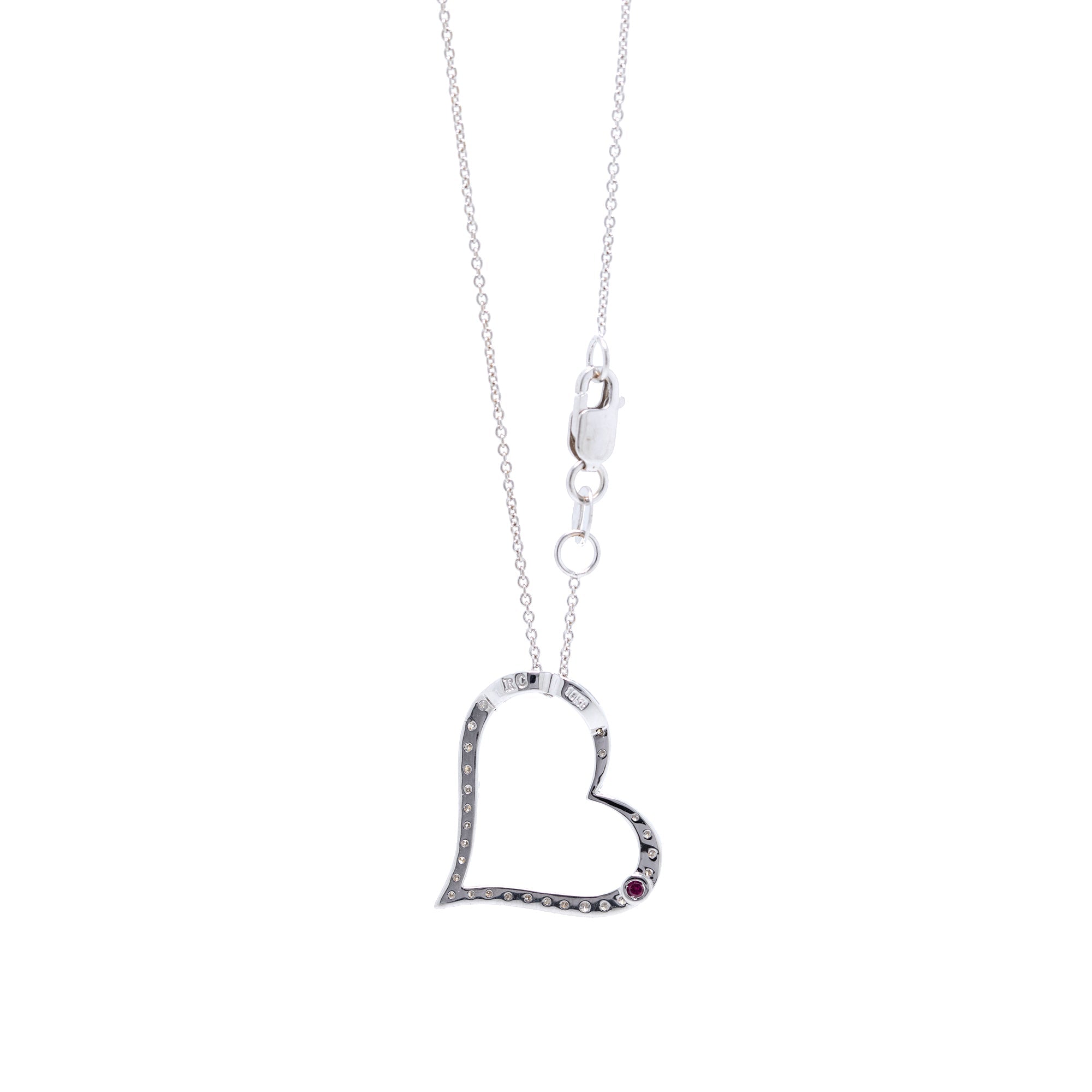 Roberto Coin 18k White Gold Slanted Heart Diamond Pendant Necklace