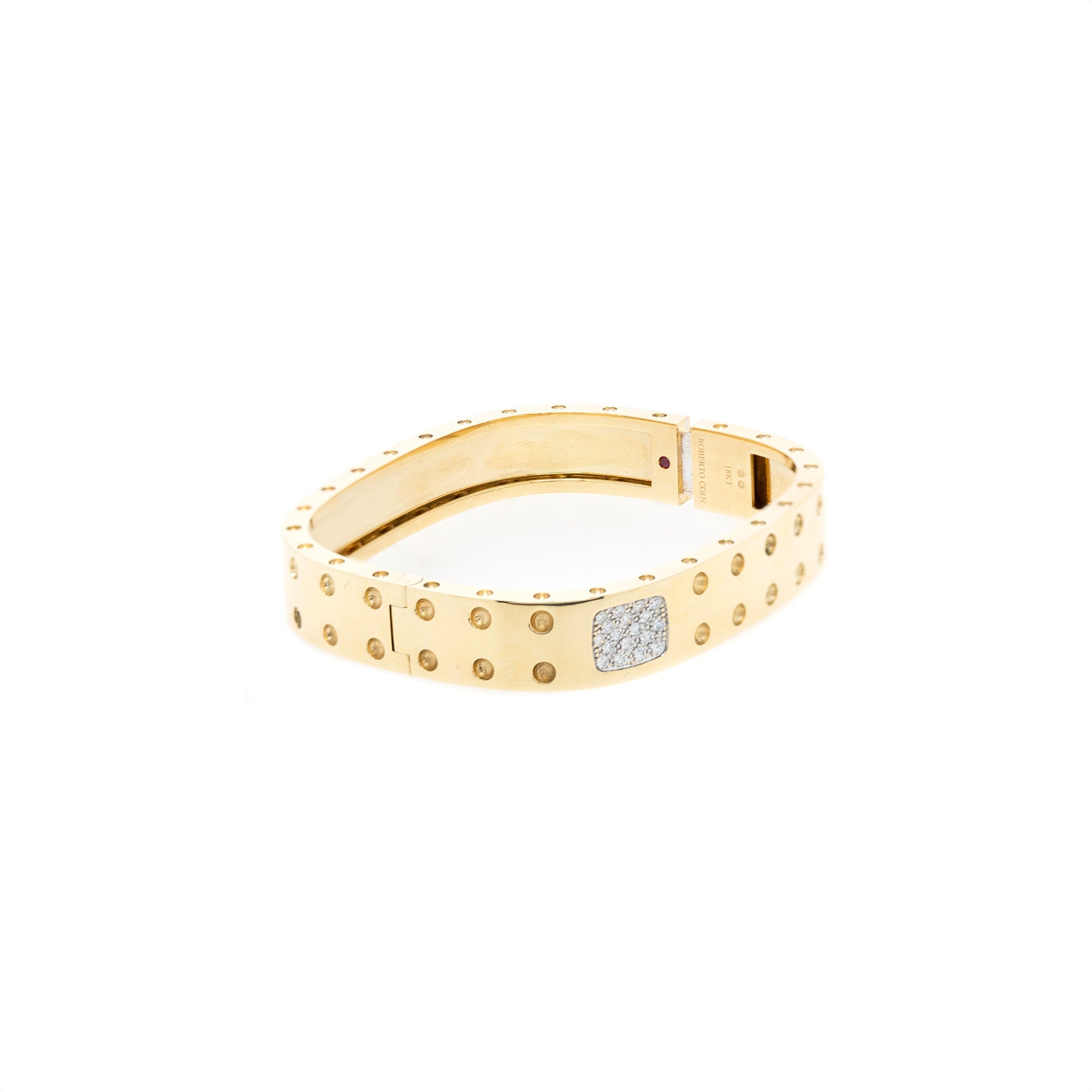 Roberto Coin 18k Yellow Gold Diamond Pois Moi Two-Row Rigid Bangle