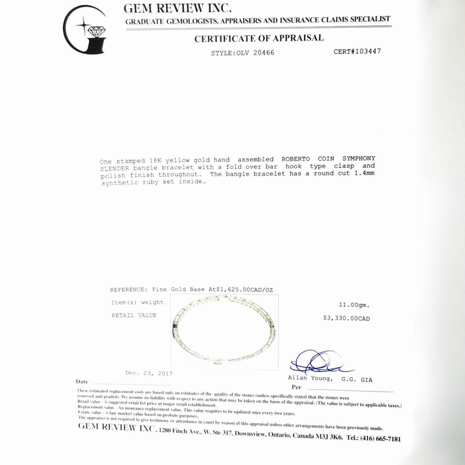 Roberto Coin 'ÄòSymphony' Slender Bangle