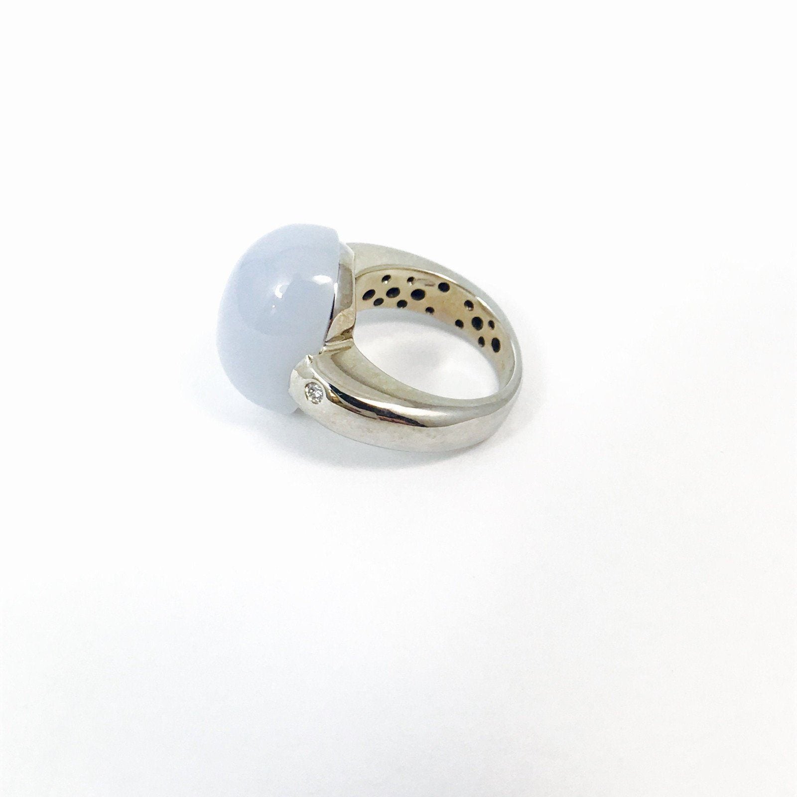 Roberto Coin Moonstone and Diamond Ring in 18 Karat White Gold