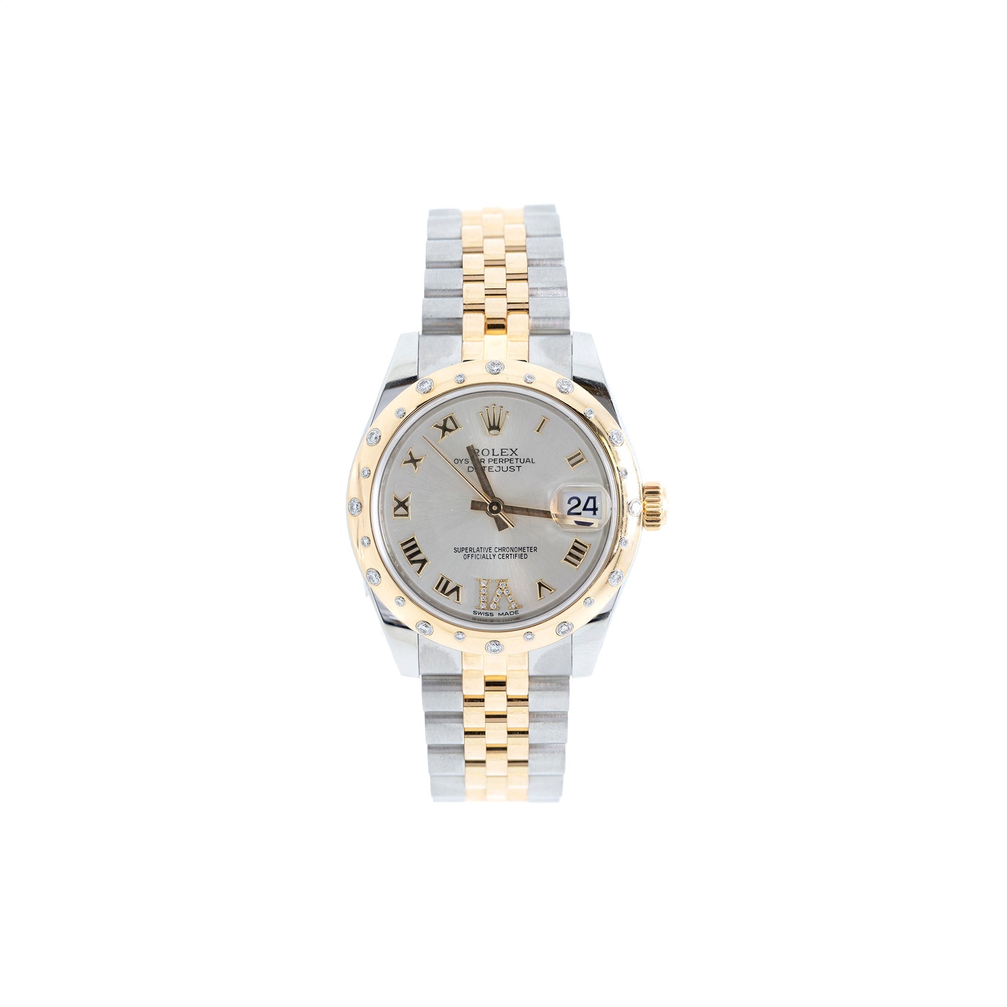 Rolex Two-Tone Datejust 31 mm Diamond Bezel Watch w/ Box & Papers