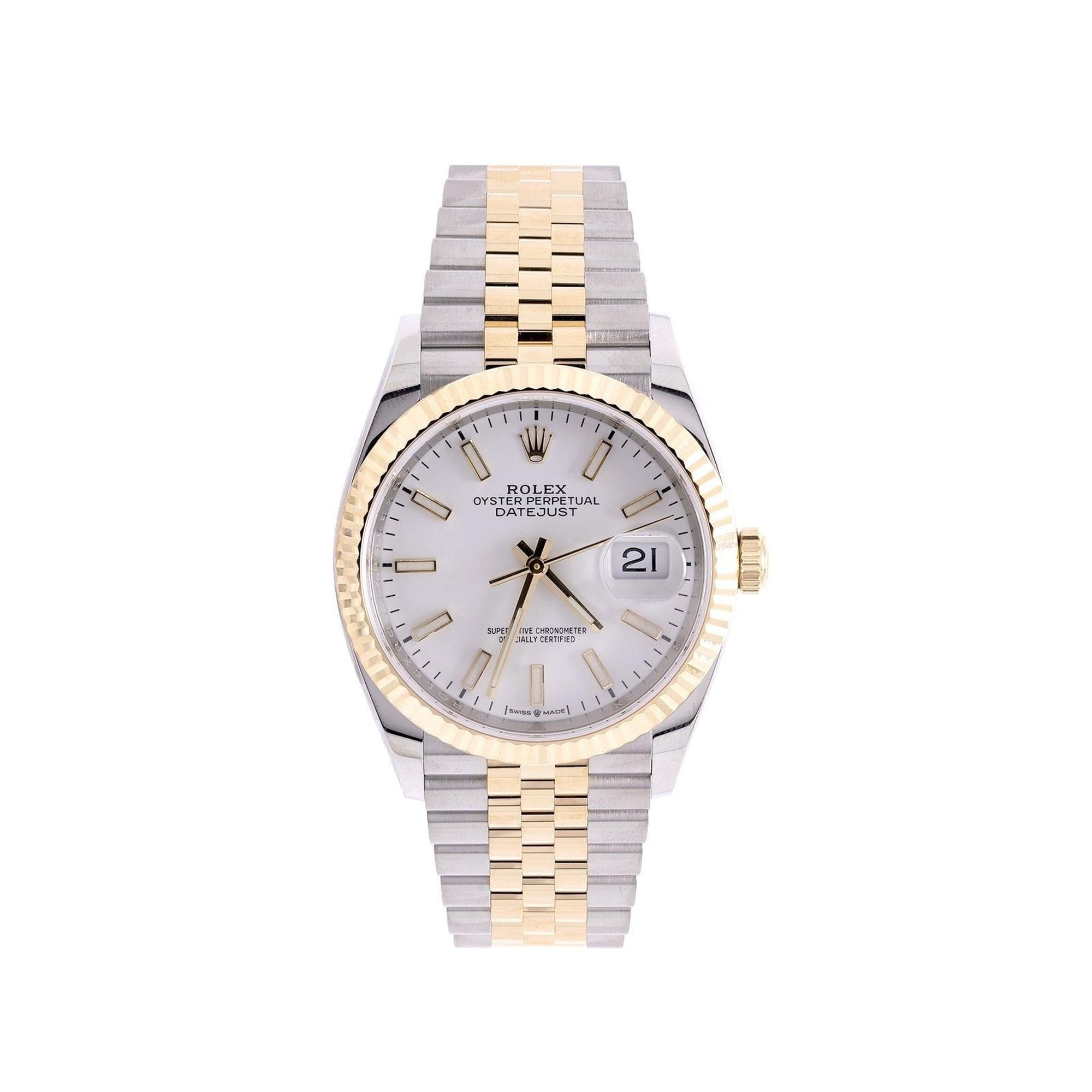 Rolex Two-Tone Datejust 36 mm Watch w/ Box & Cards