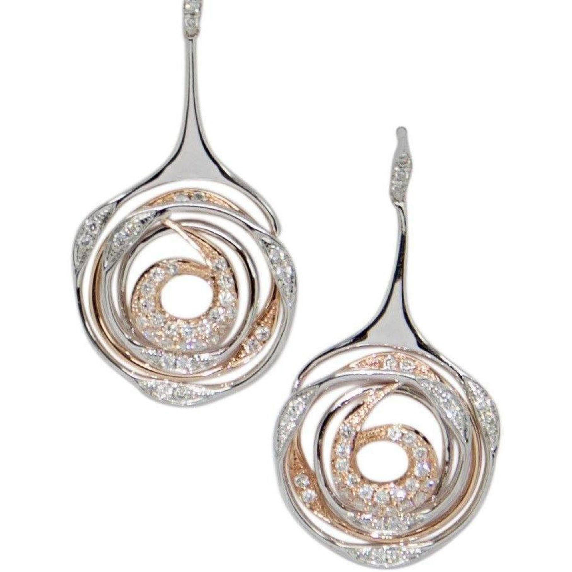 Rose & White Gold Diamond Drop Earrings