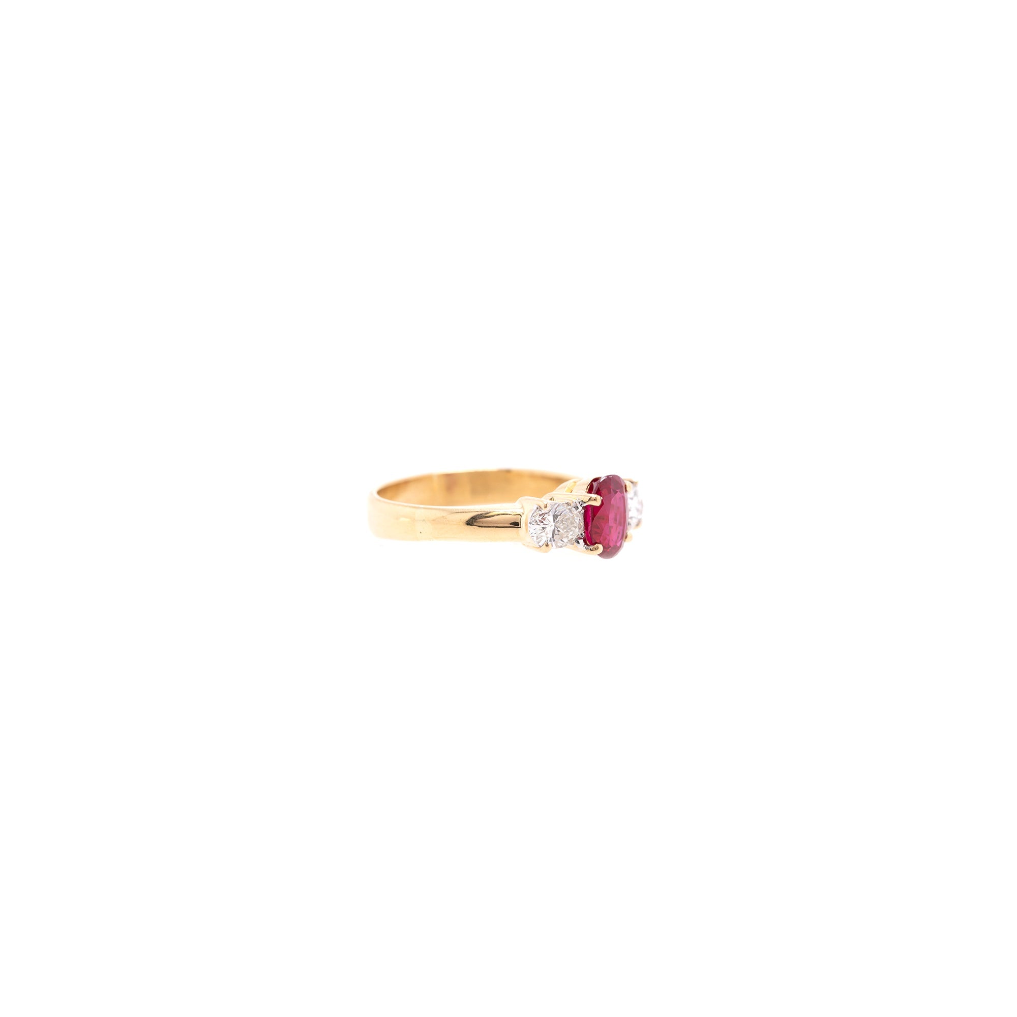 Ruby & Diamond Three Stone Cocktail Ring
