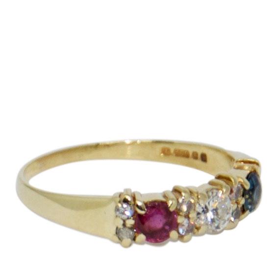 Ruby, Sapphire, and Diamond Cocktail Ring