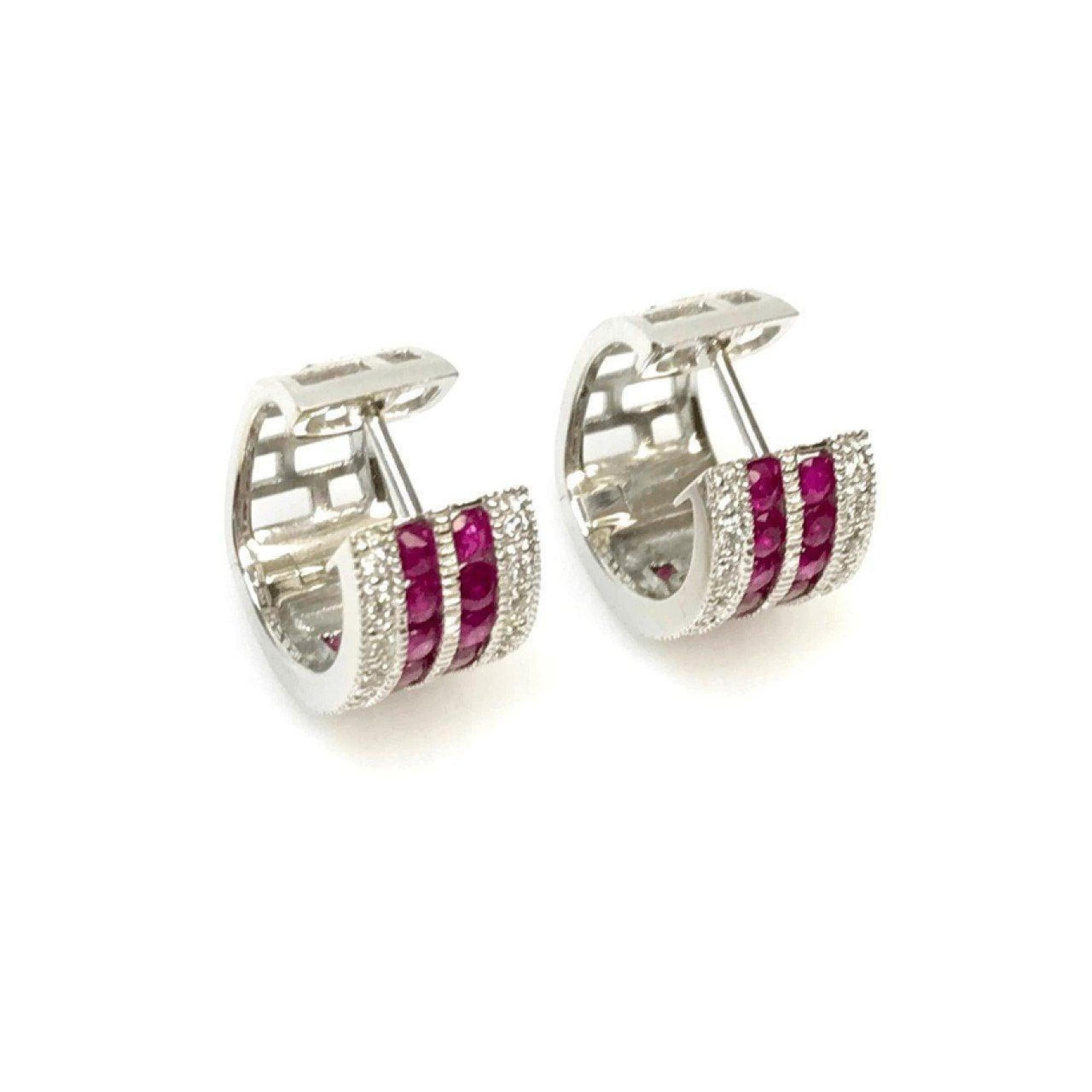 Ruby and Diamond Hoop Earrings