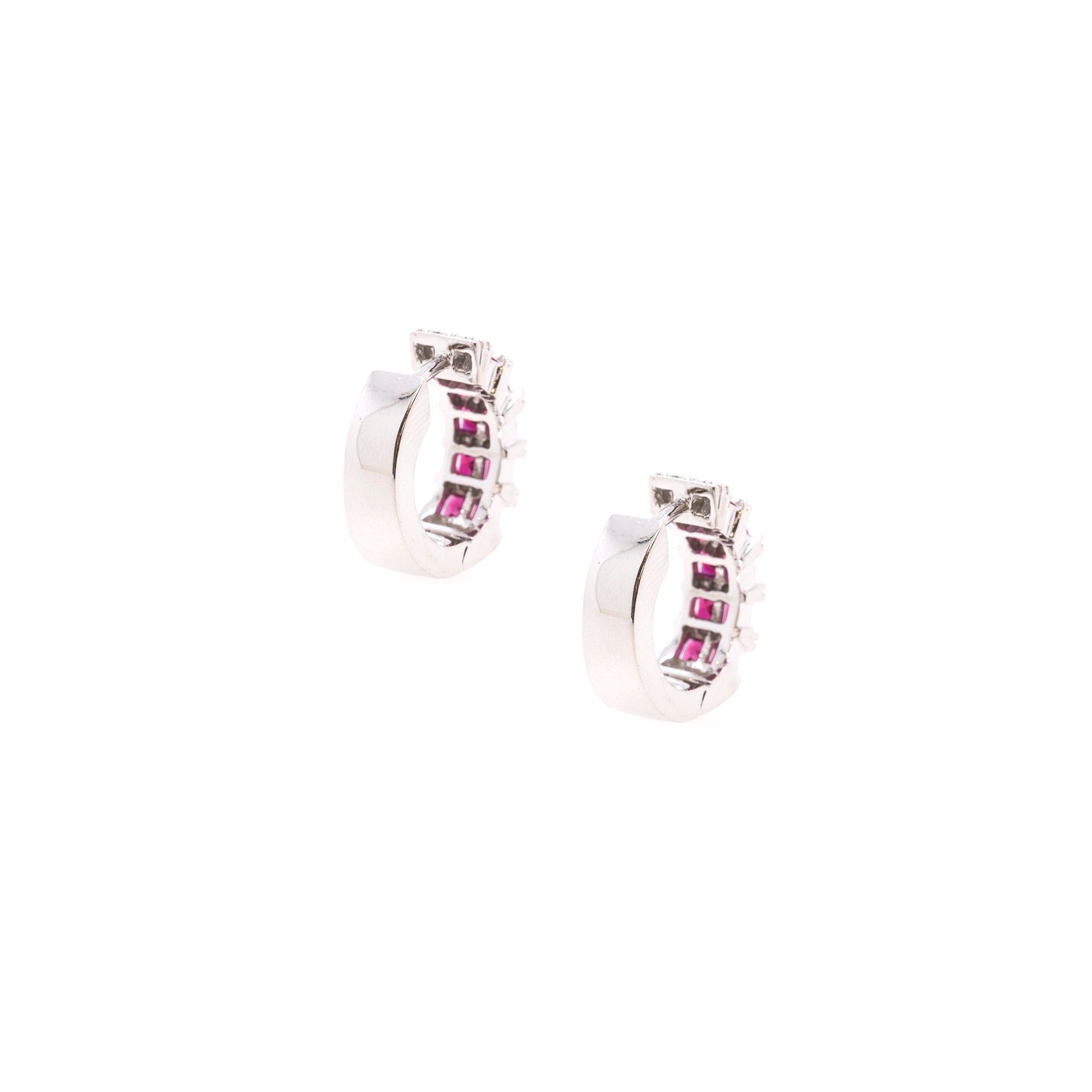 Ruby and Diamond Huggie Earrings