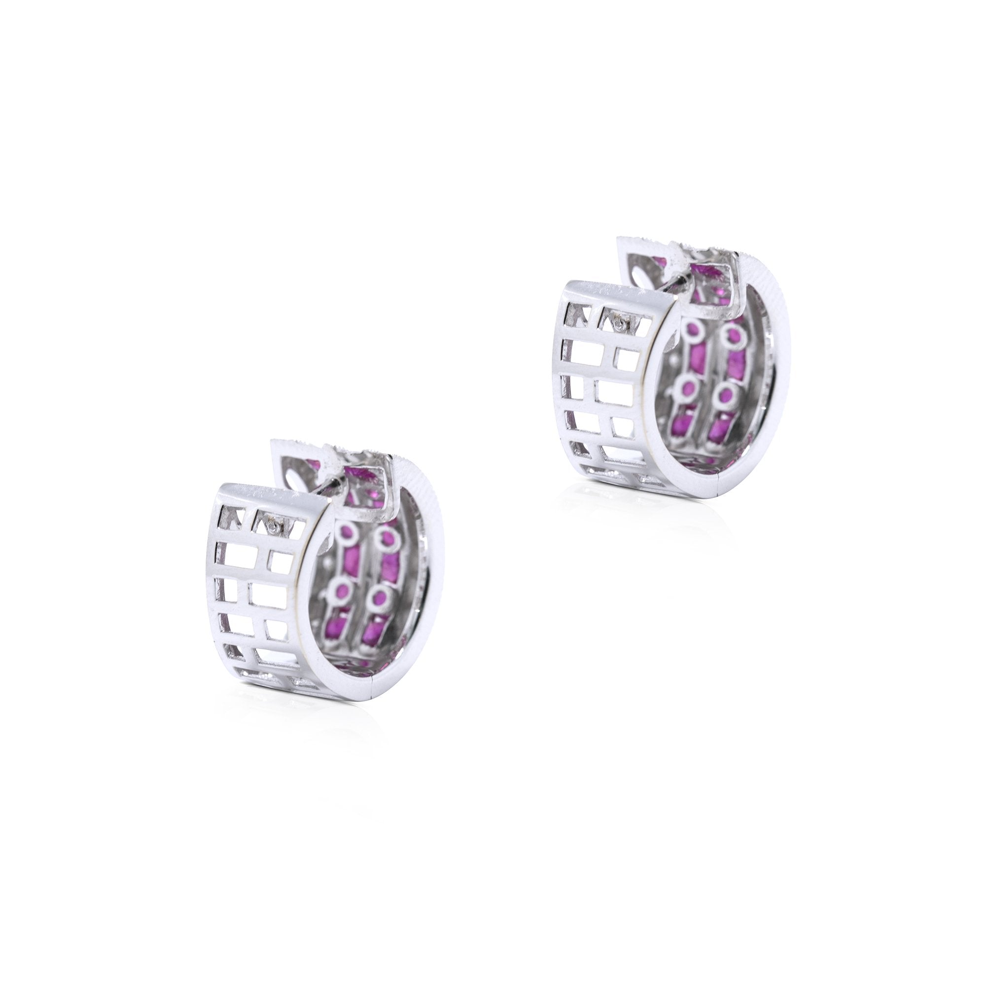 Ruby and Diamond Huggie Earrings