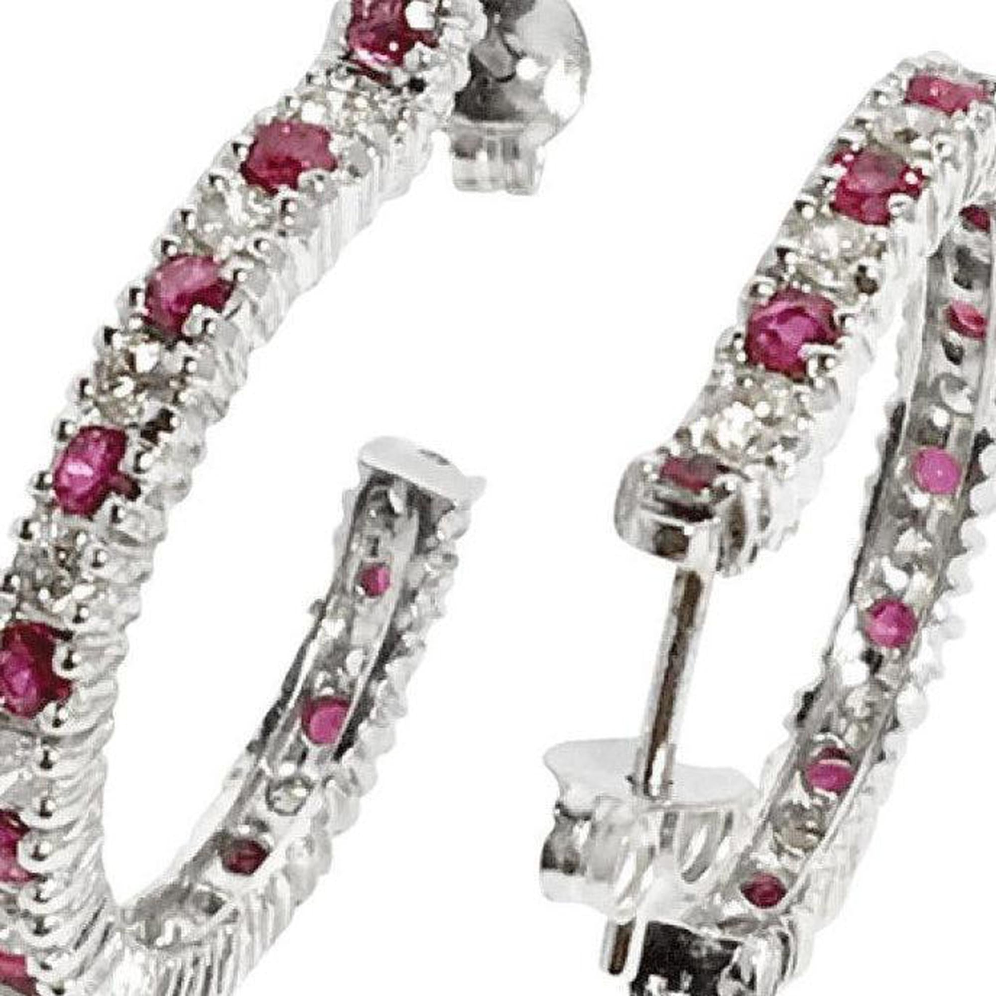 Ruby and Diamond Huggie Earrings