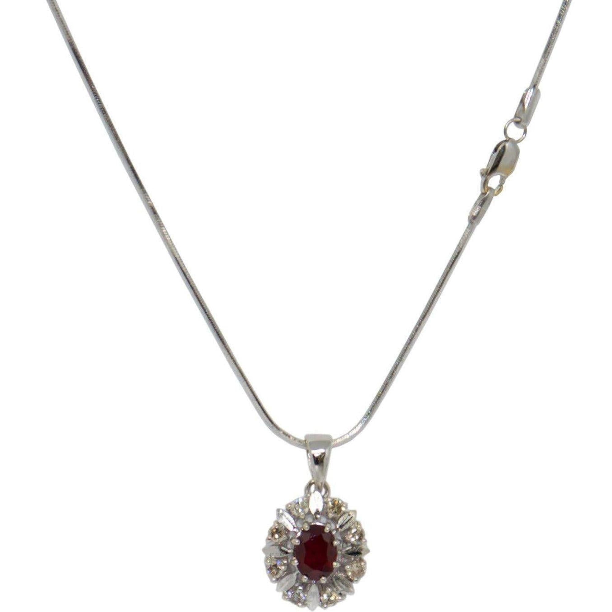 Ruby and Diamond Pendant Necklace