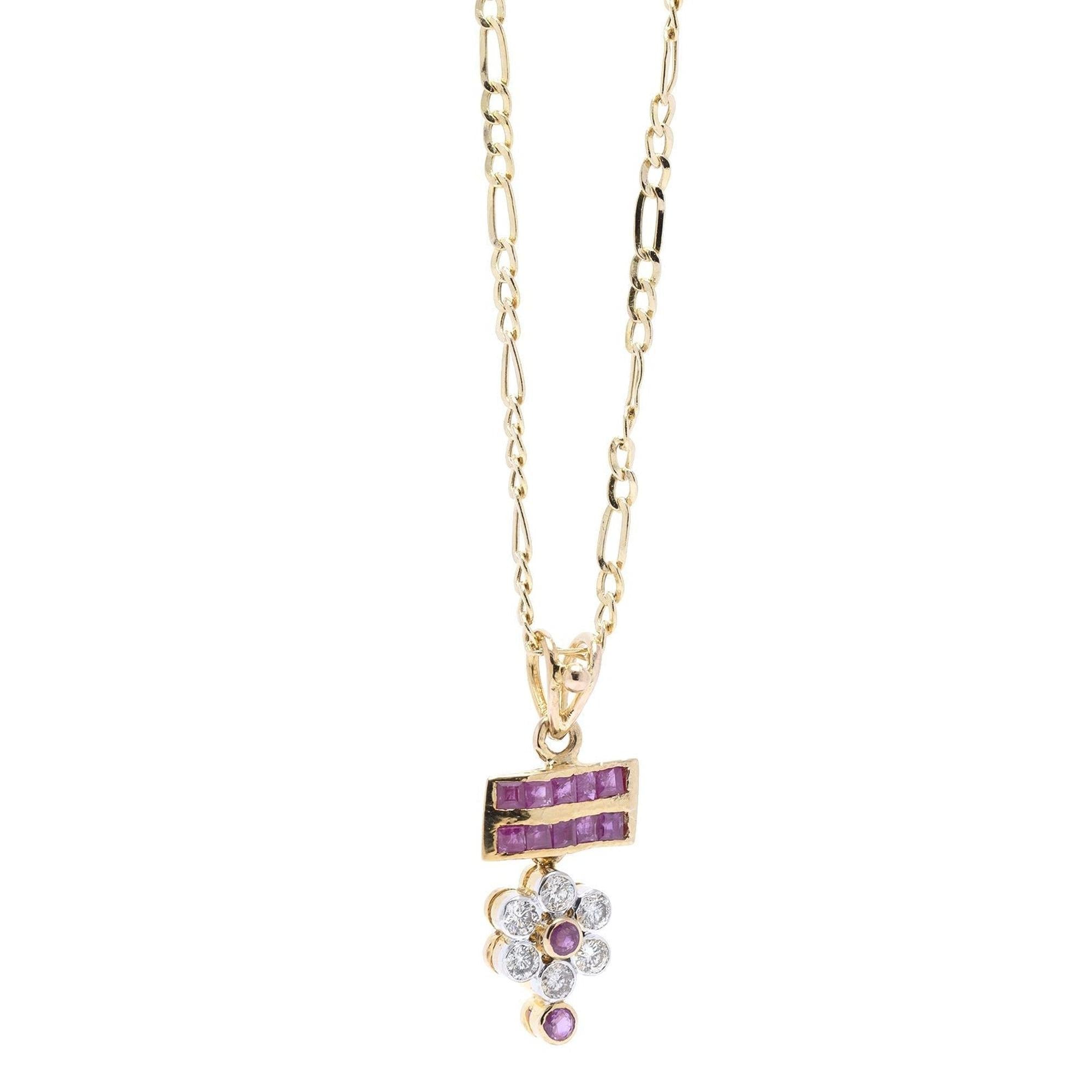 Ruby and Diamond Pendant Necklace