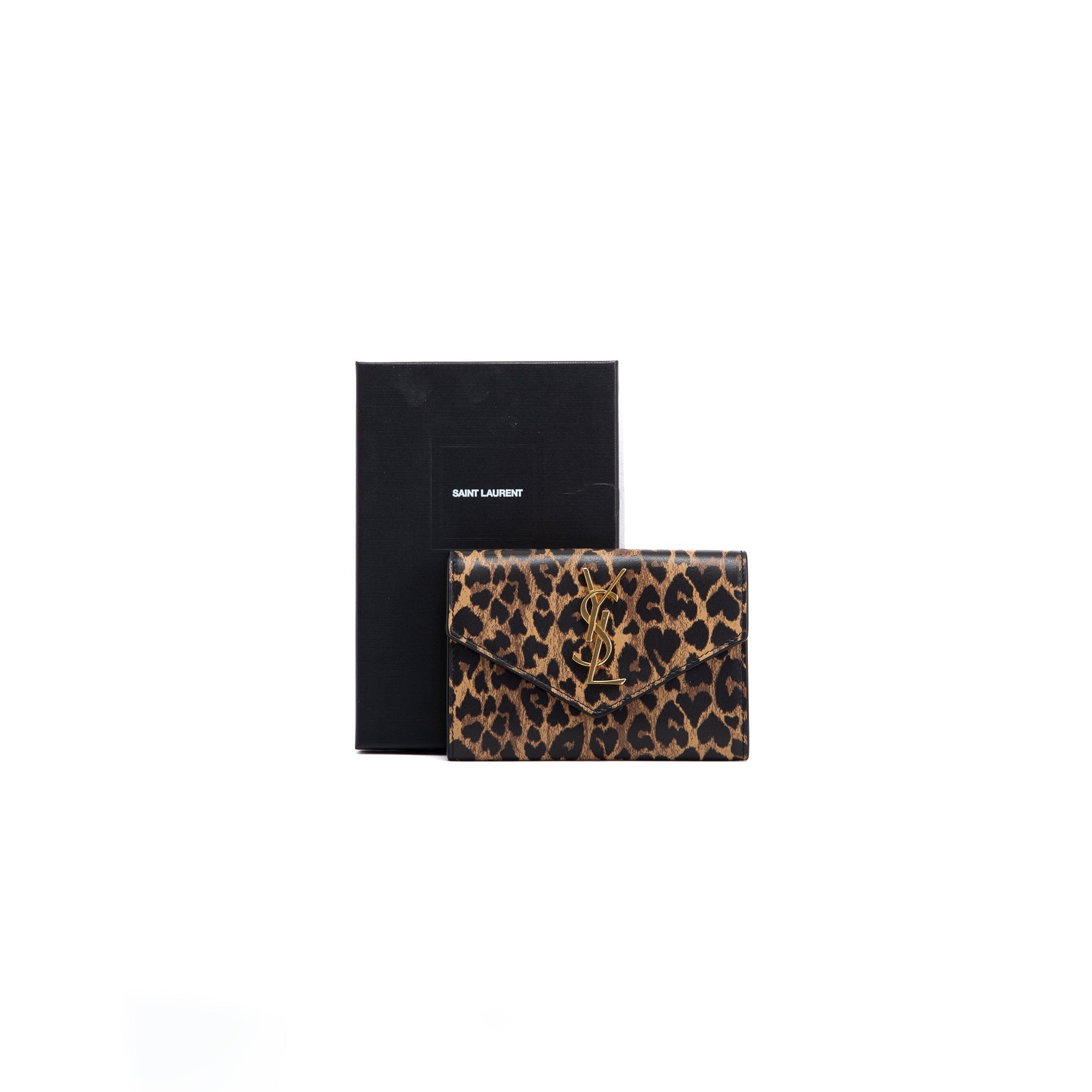 Saint Laurent 2020 Leopard Print Small Envelope Wallet w/ Box