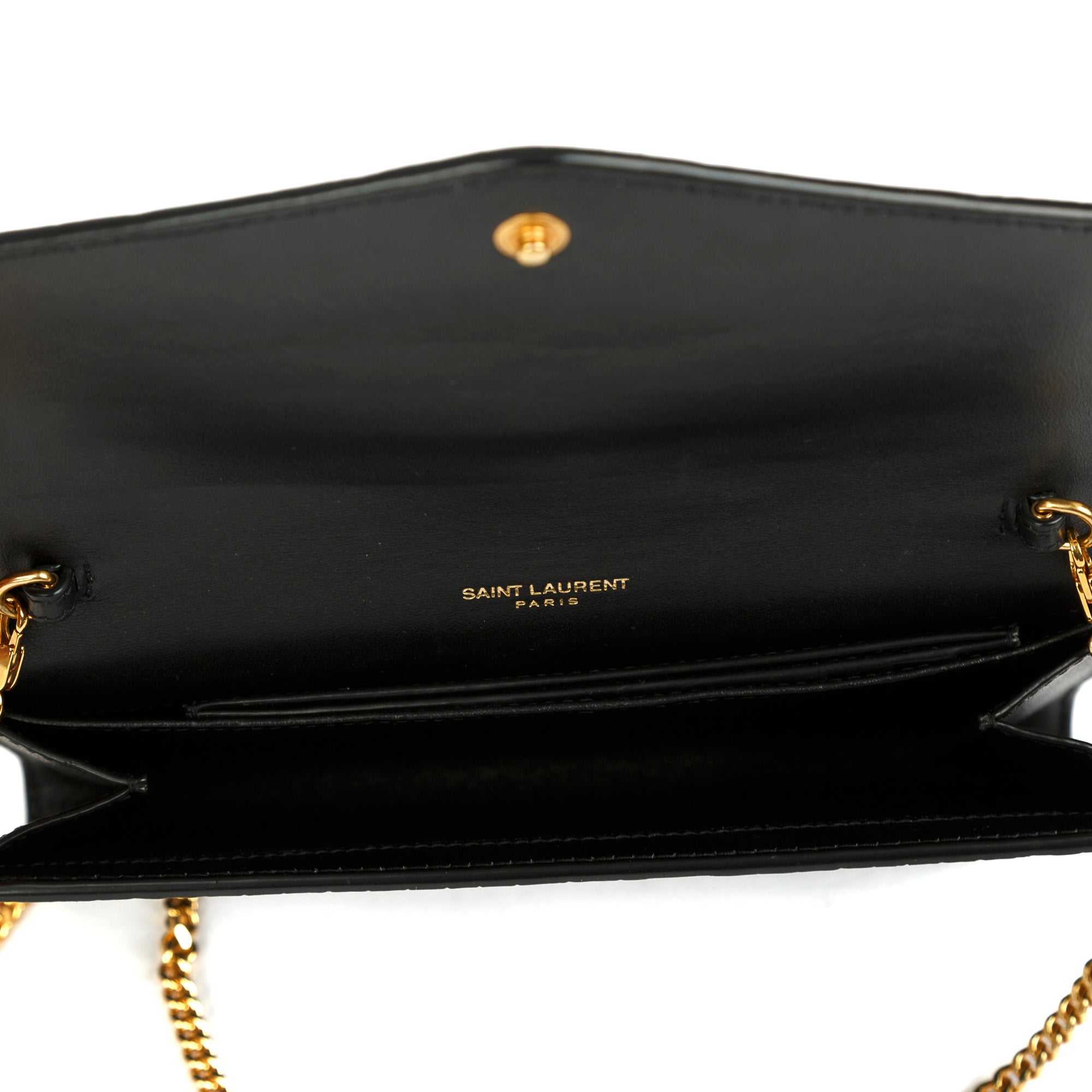 Saint Laurent 2021 Crocodile-Embossed Uptown Chain Wallet w/ Box