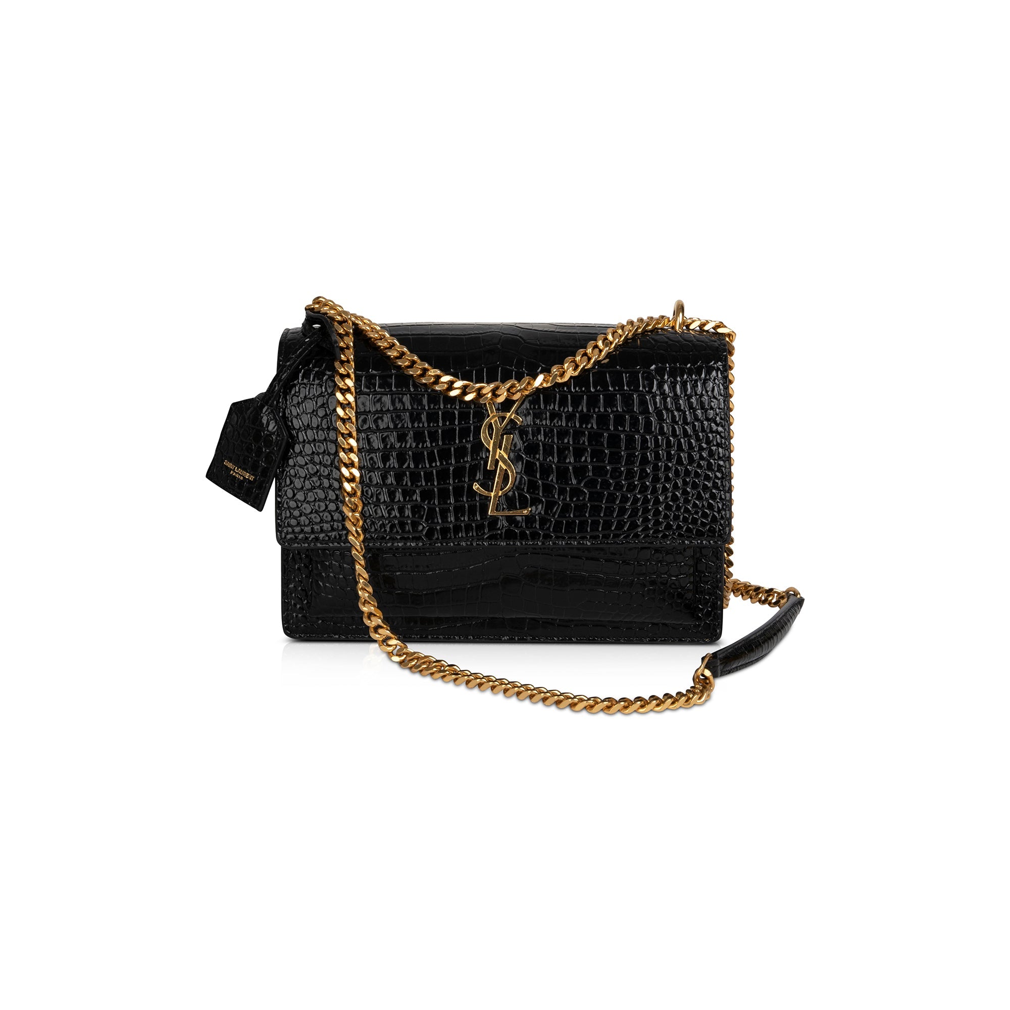 Saint Laurent 2021 Medium Crocodile Embossed Sunset Bag w/ Box