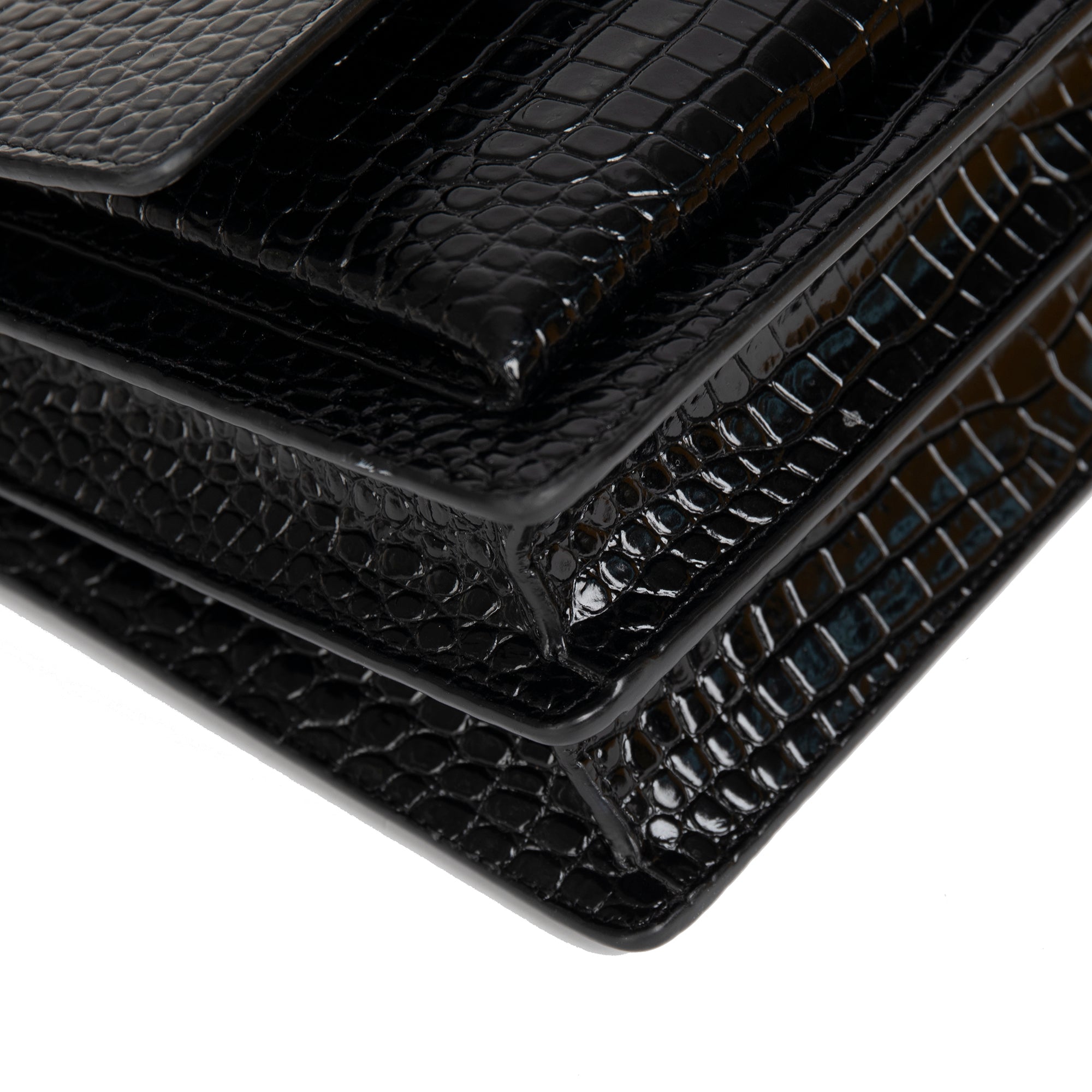 Saint Laurent 2021 Medium Crocodile Embossed Sunset Bag w/ Box