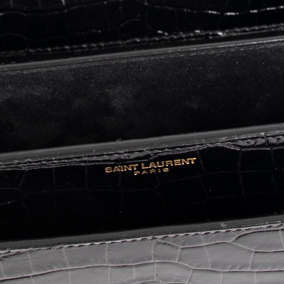 Saint Laurent 2021 Medium Crocodile Embossed Sunset Bag w/ Box