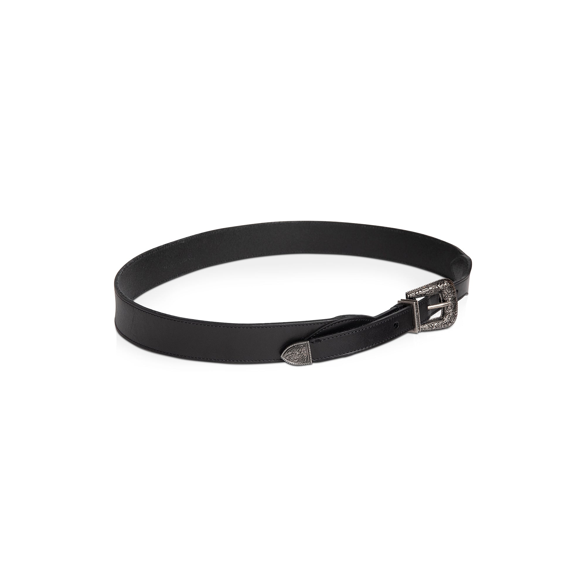 Saint Laurent 2022 Folk Buckle Leather Belt w/ Box
