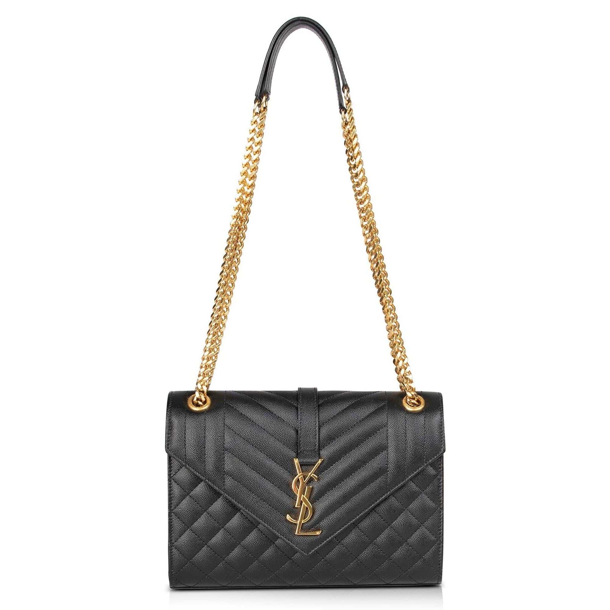 Saint Laurent 2022 Medium Monogram Matelasse Envelope Chain Bag w/ Recept