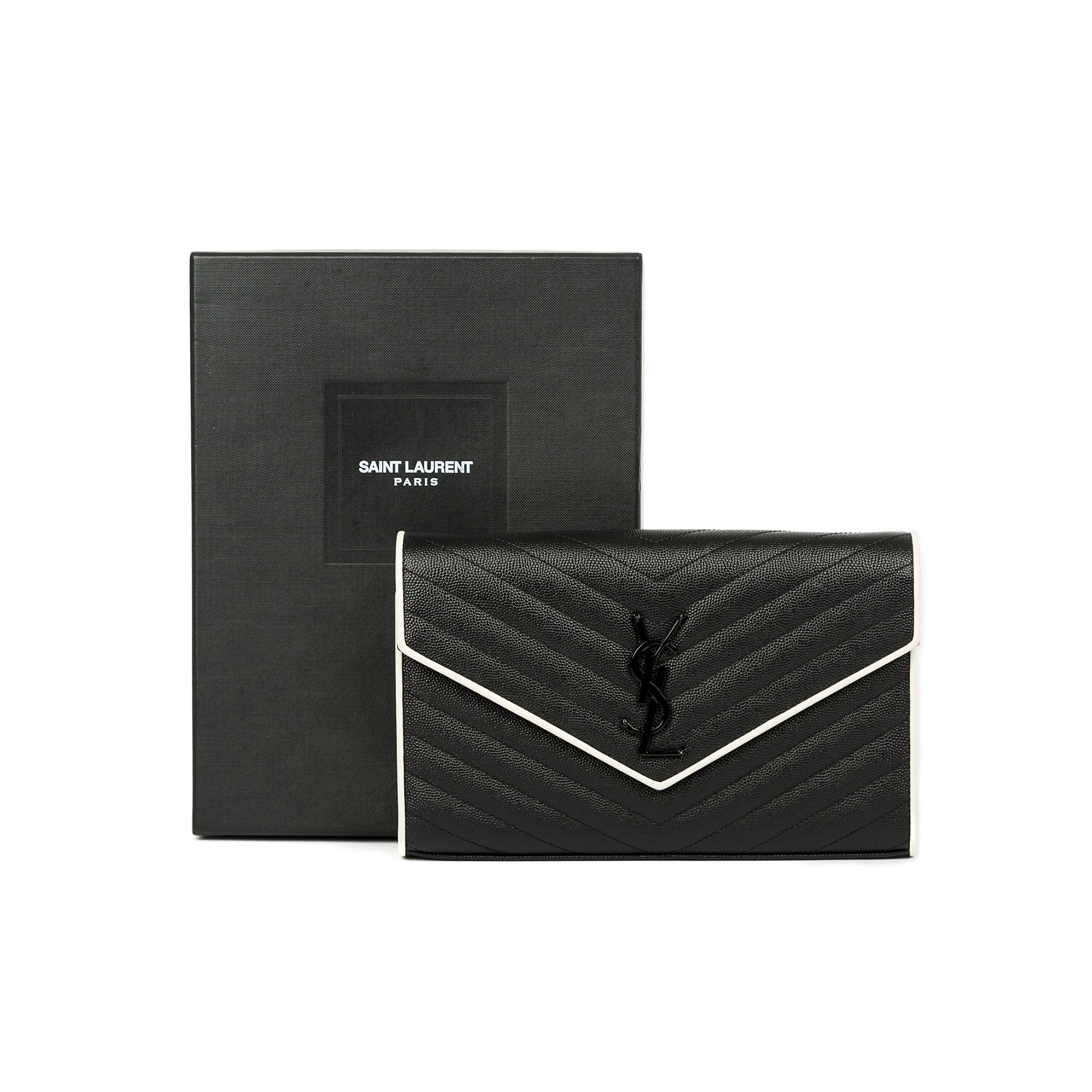 Saint Laurent Bicolour Cassandre Chain Wallet w/ Box