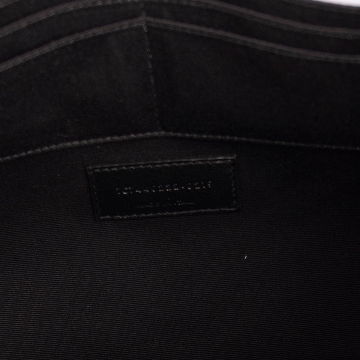 Saint Laurent Black Matelasse Document Holder w/ Strap