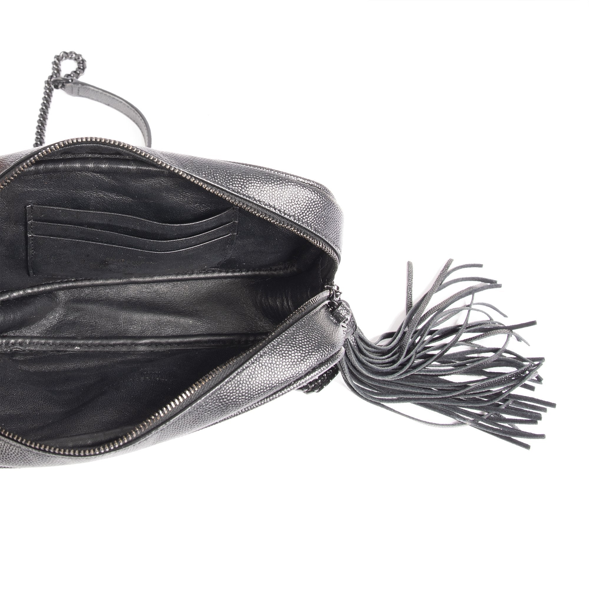 Saint Laurent Black Matelasse Lou Mini Crossbody Bag w/ Box
