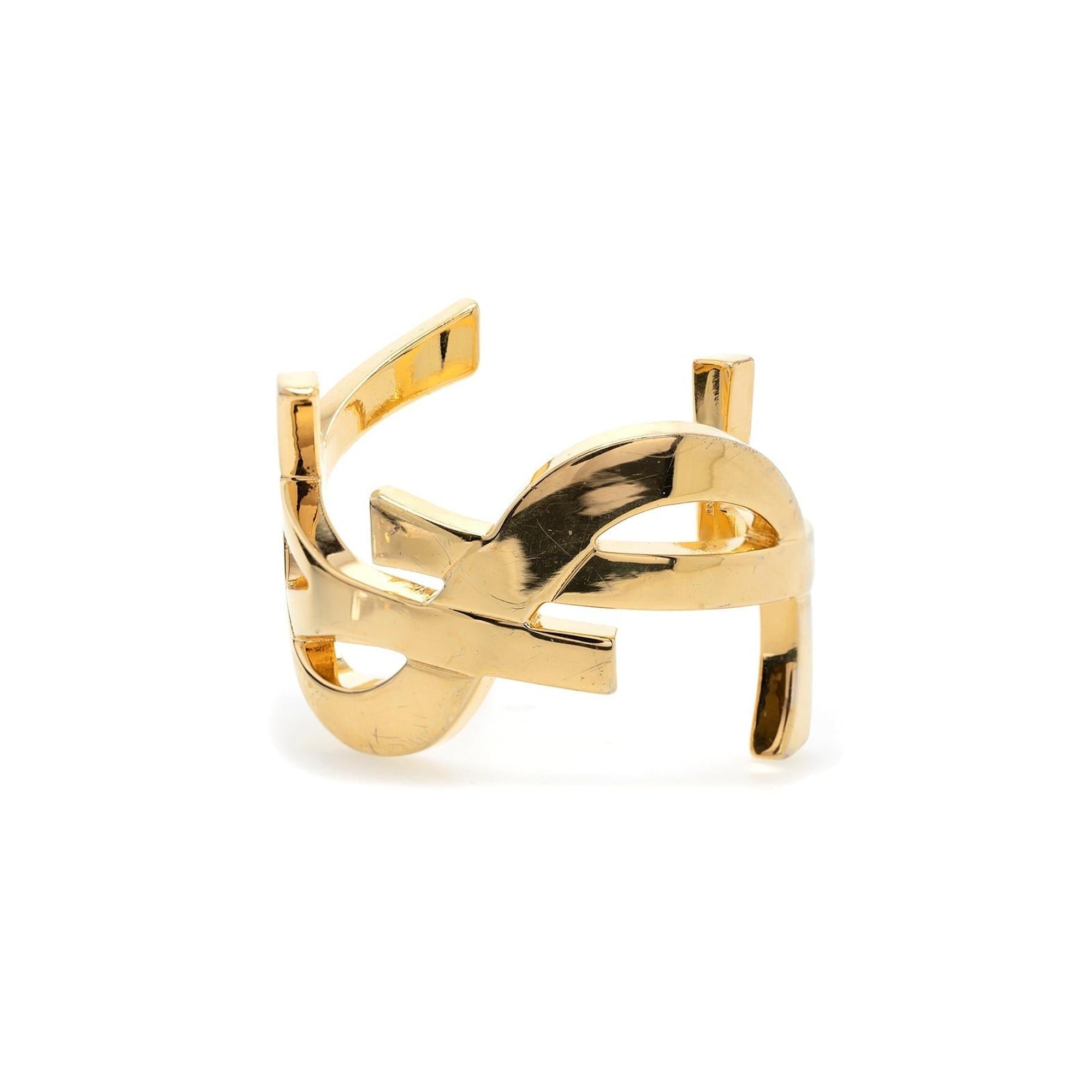Saint Laurent Cassandre Logo Cuff Bracelet