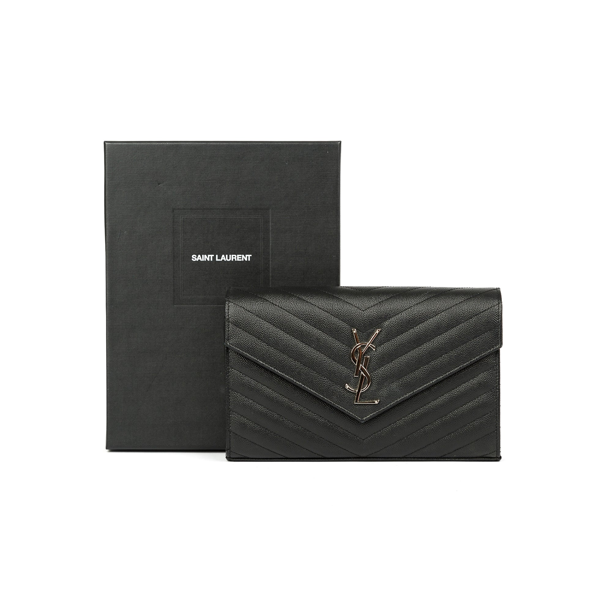 Saint Laurent Cassandre Matelasse Chain Wallet w/ Box