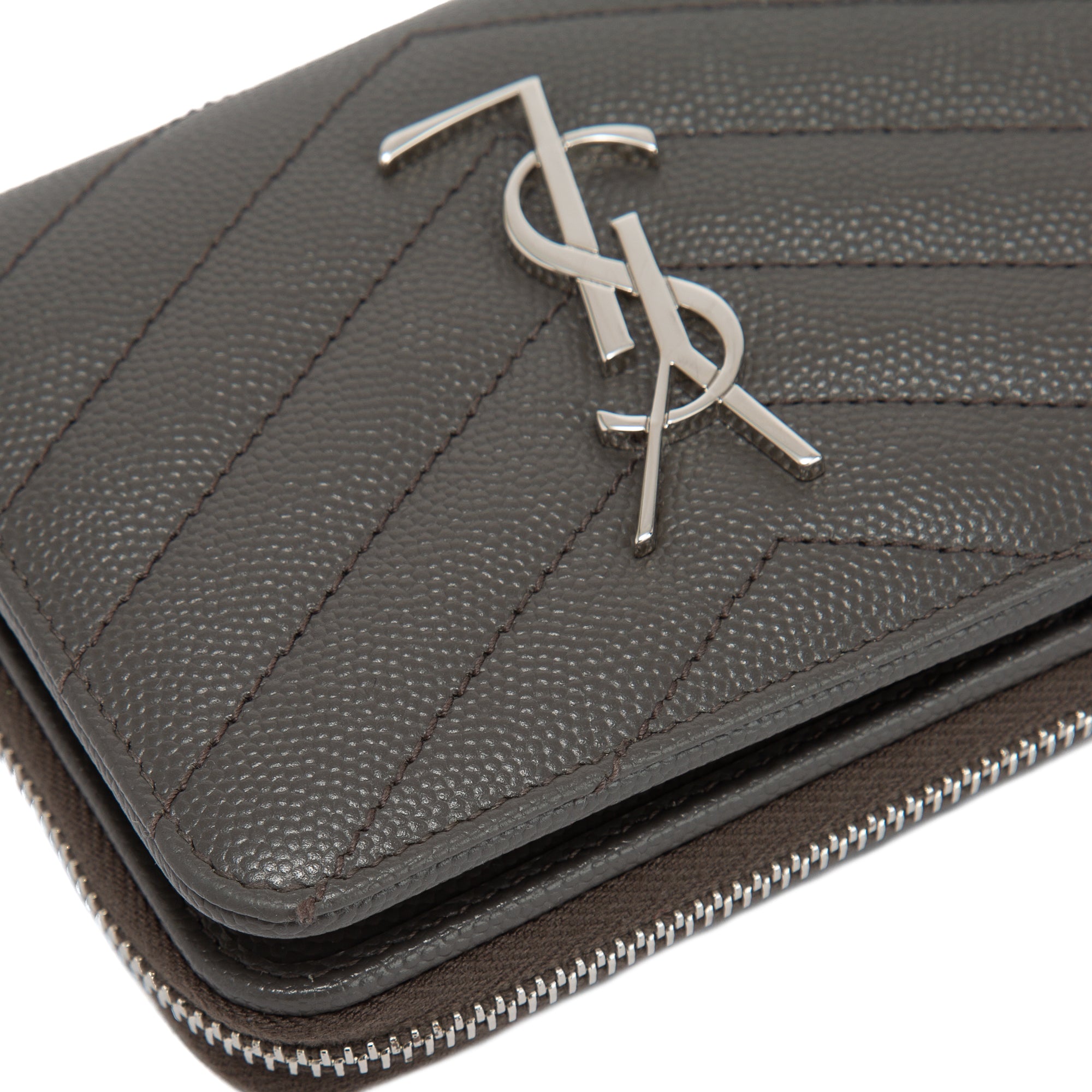 Saint Laurent Cassandre Matelasse Compact Zip Around Wallet