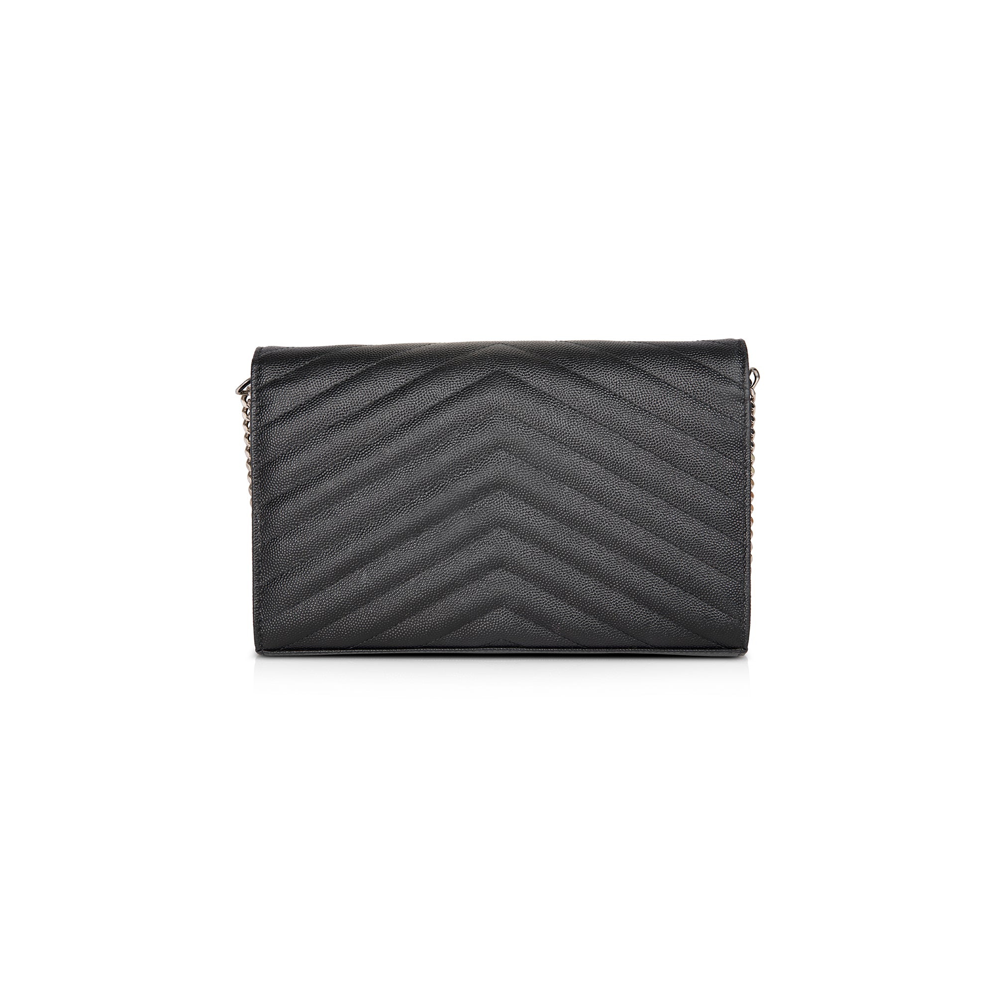 Saint Laurent Chevron Leather Cassandre Chain Wallet