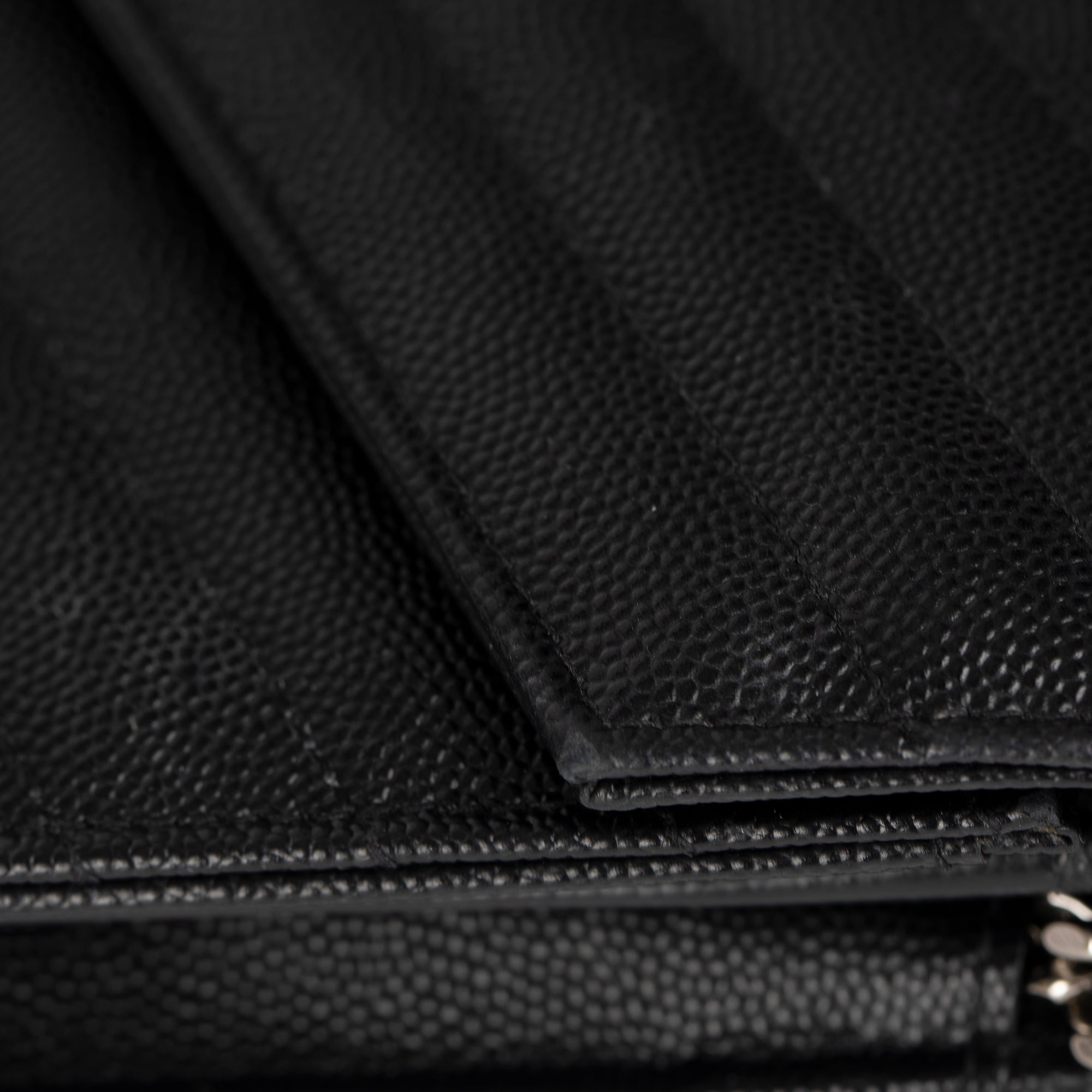 Saint Laurent Chevron Leather Cassandre Chain Wallet