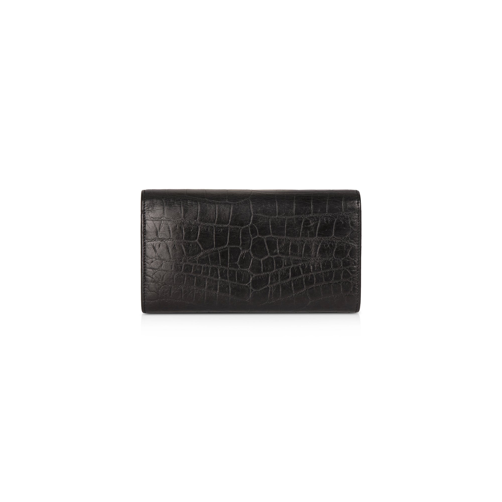 Saint Laurent Croc Embossed Continental Wallet