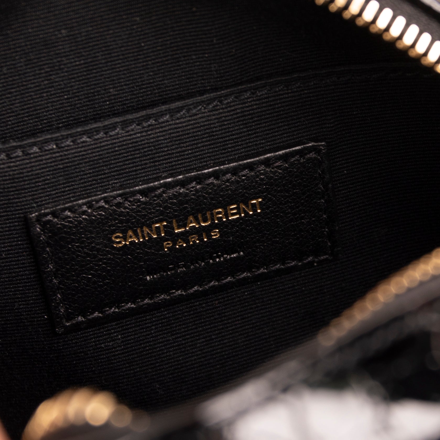 Saint Laurent Croc Embossed Patent Leather Round Monogram Camera Bag w/ Box