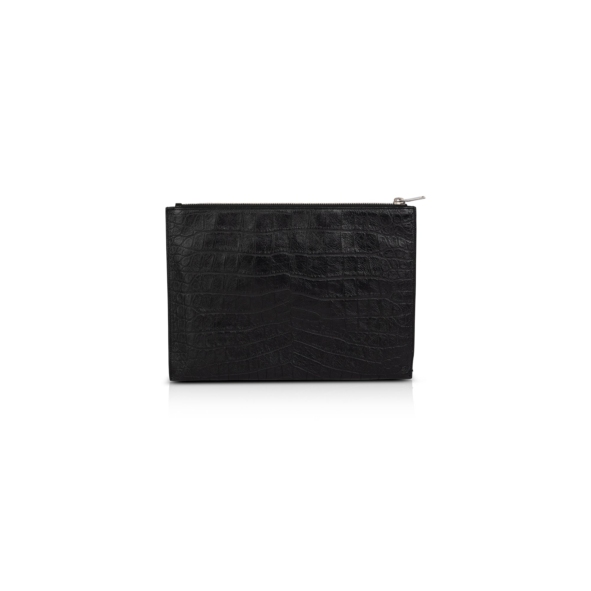 Saint Laurent Crocodile Embossed Zip Tablet Holder
