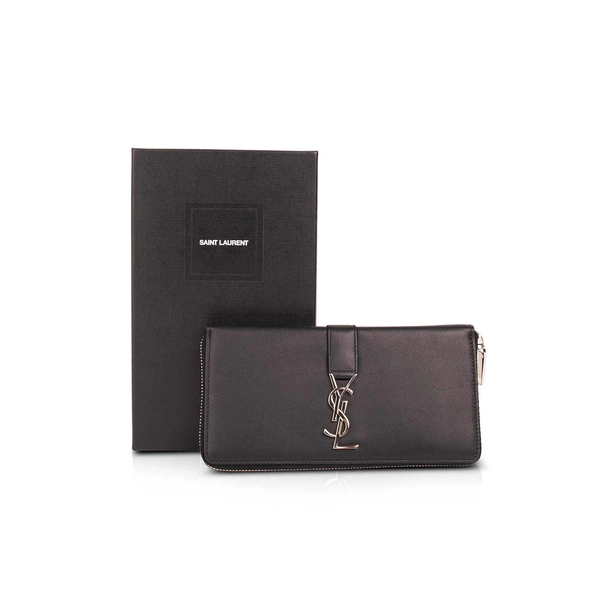 Saint Laurent Leather Continental Wallet w/ Box