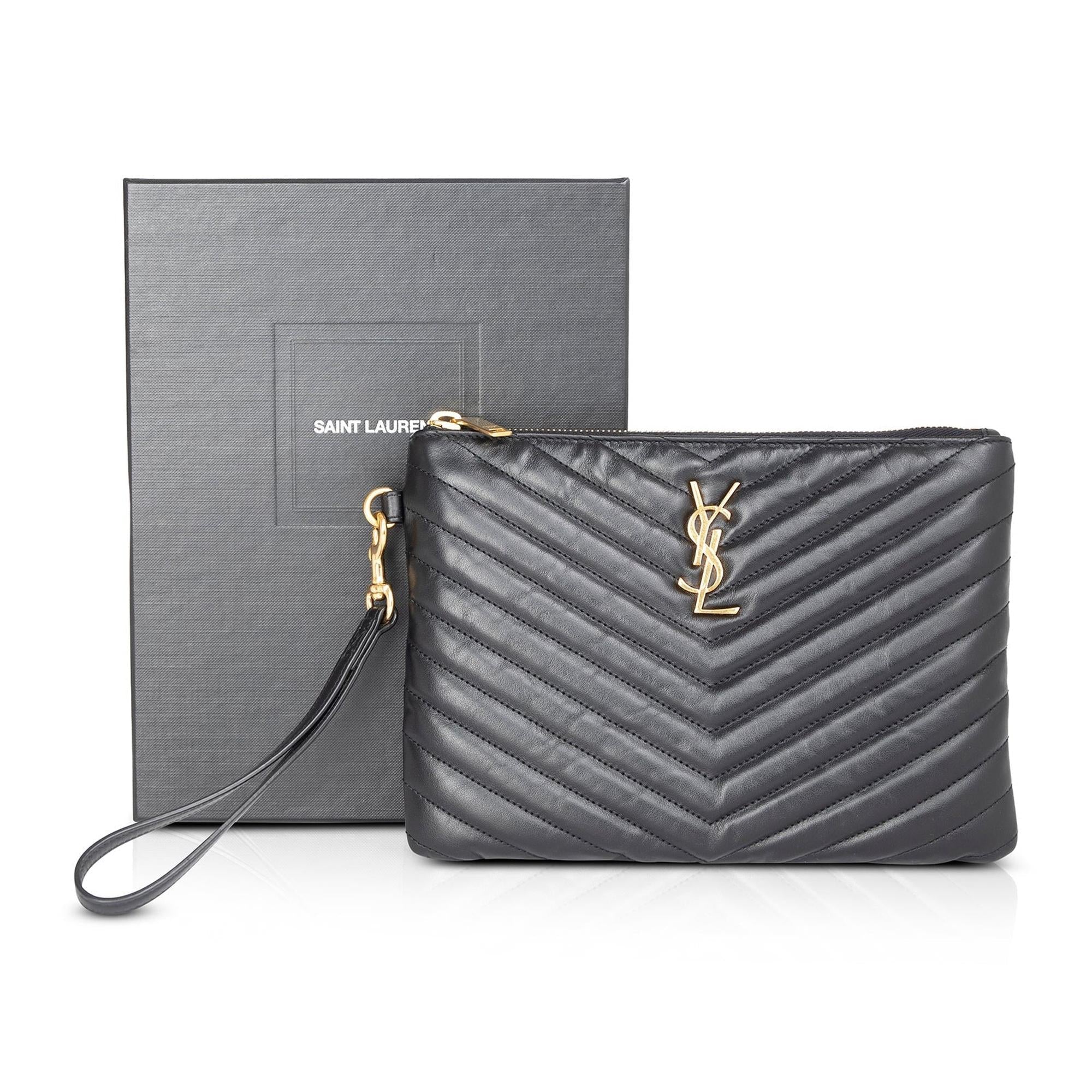 Saint Laurent Matelasse Cassandre Wrist Pouch w/ Box