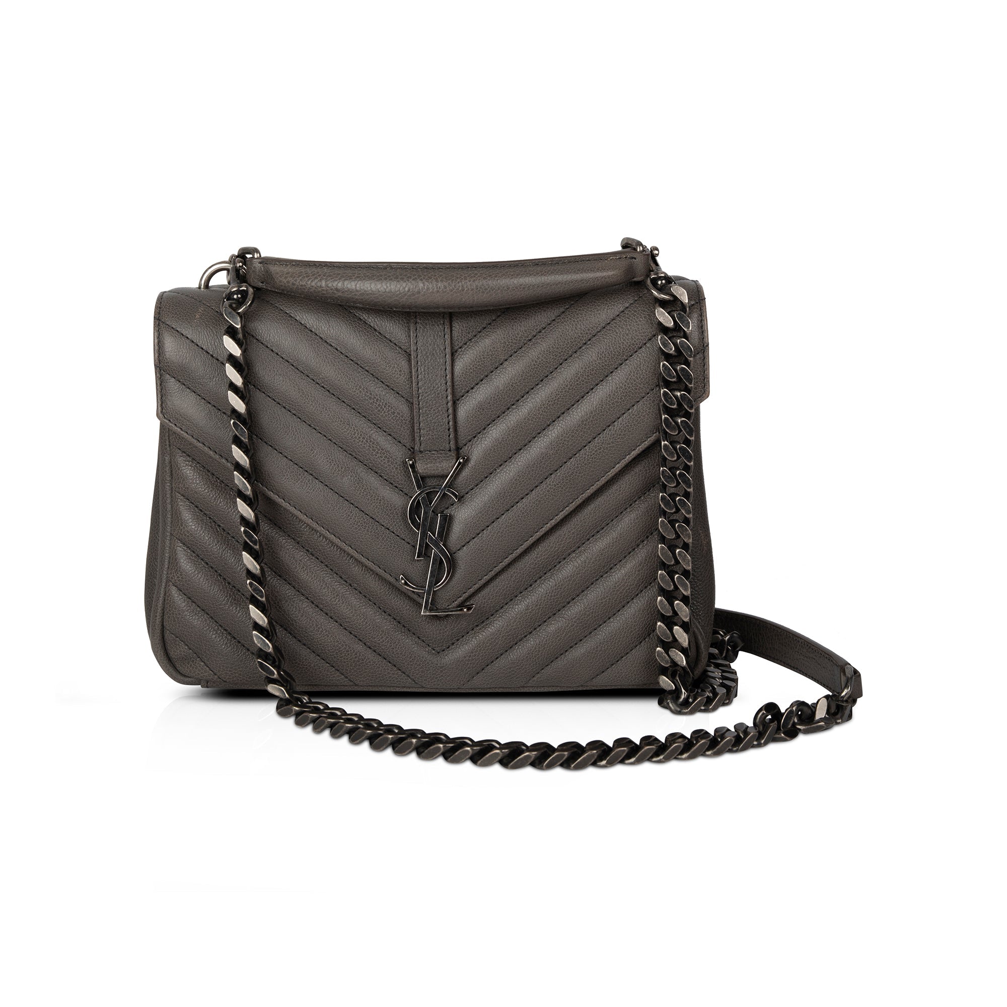 Saint Laurent Medium Chevron College Bag w/ Box & Receipt