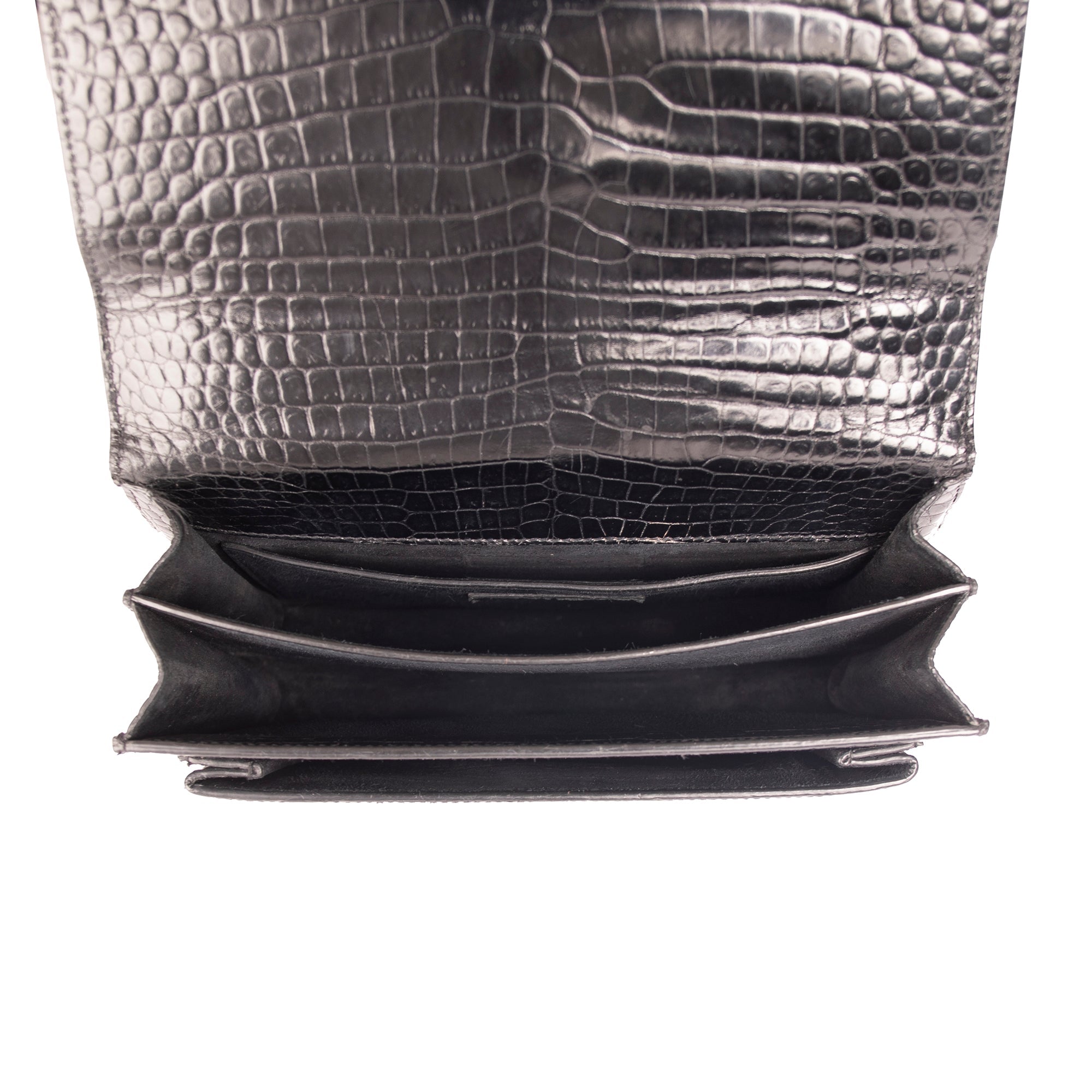 Saint Laurent Medium Crocodile Embossed Sunset Bag