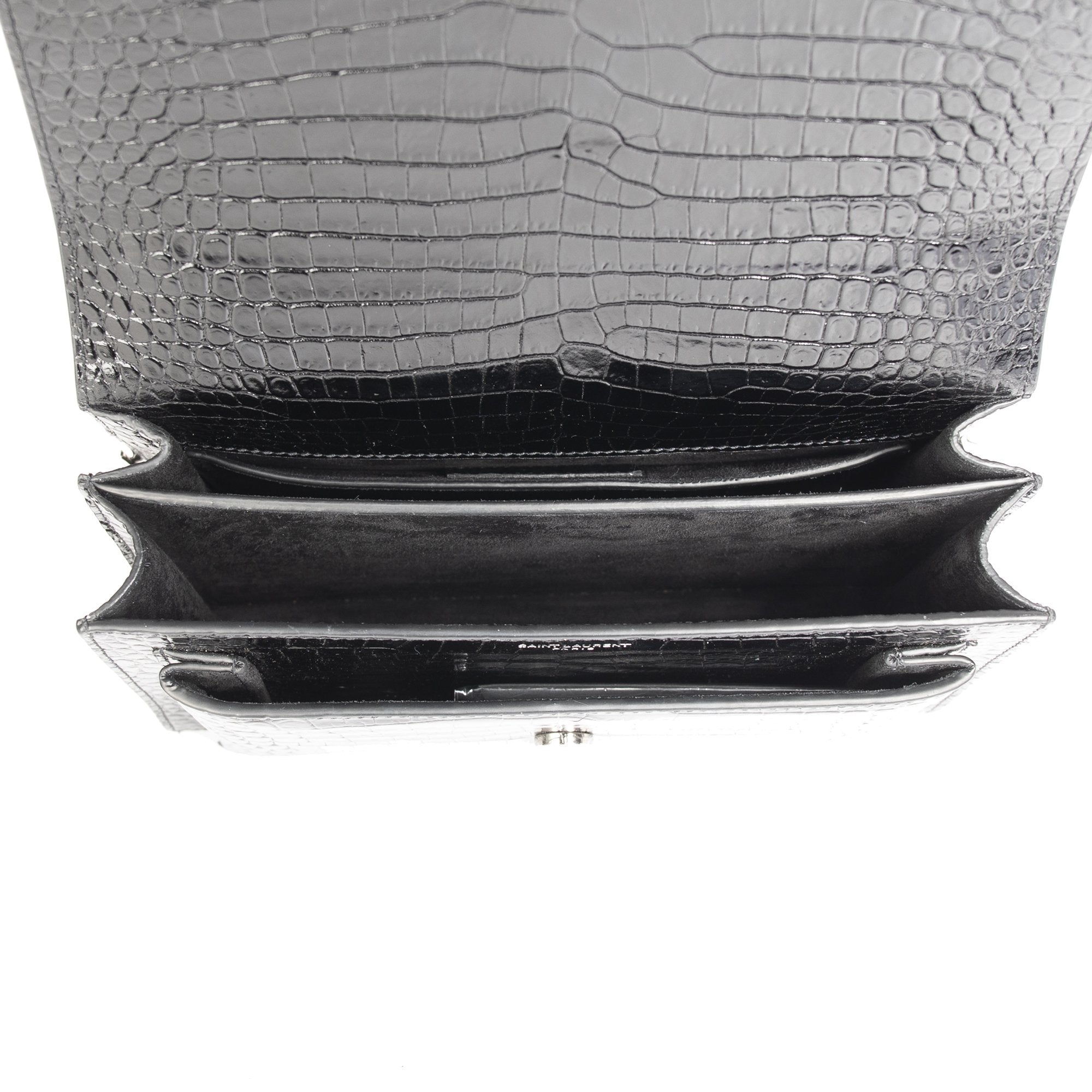 Saint Laurent Medium Crocodile Embossed Sunset Bag