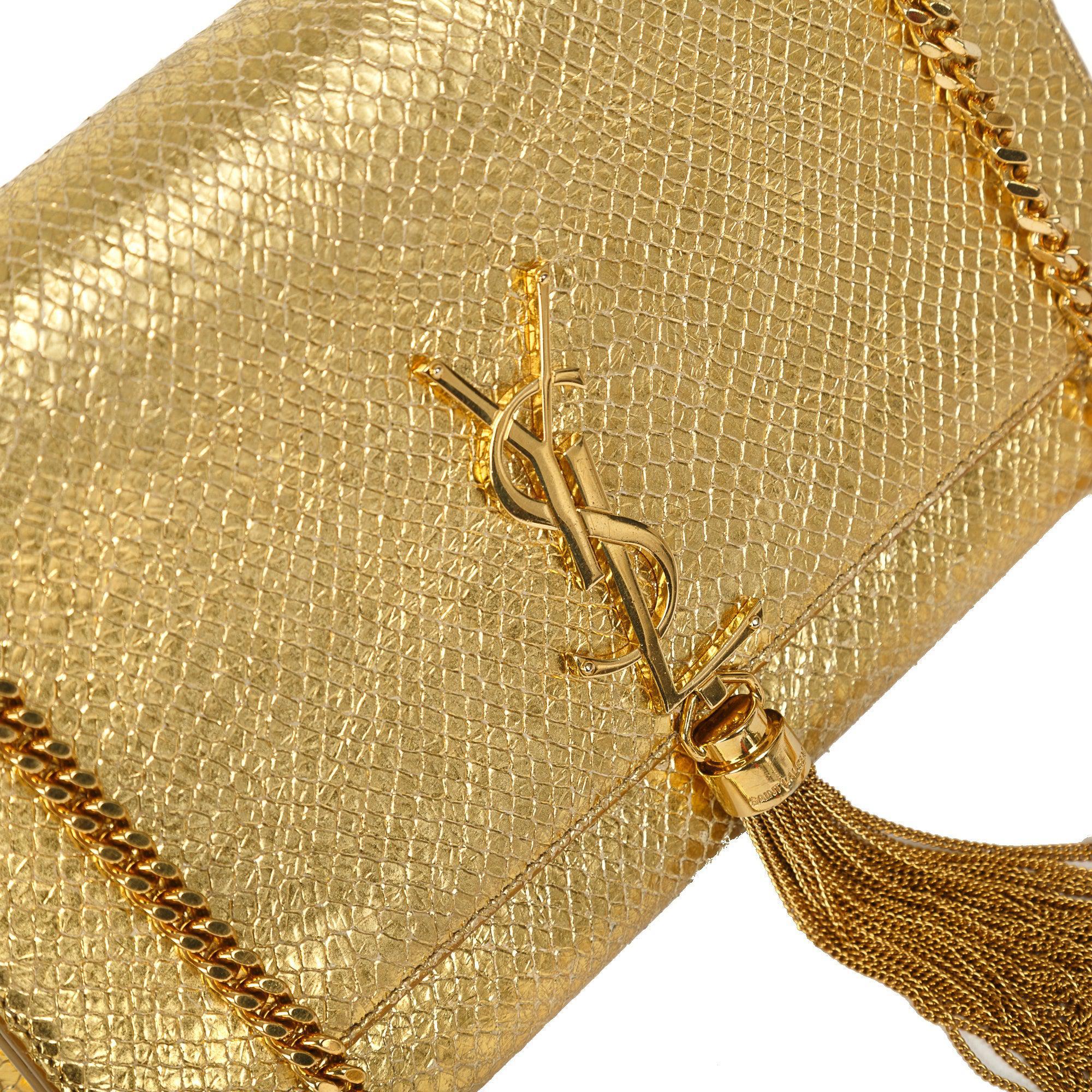Saint Laurent Medium Python-Embossed Kate Monogram Tassel Bag w