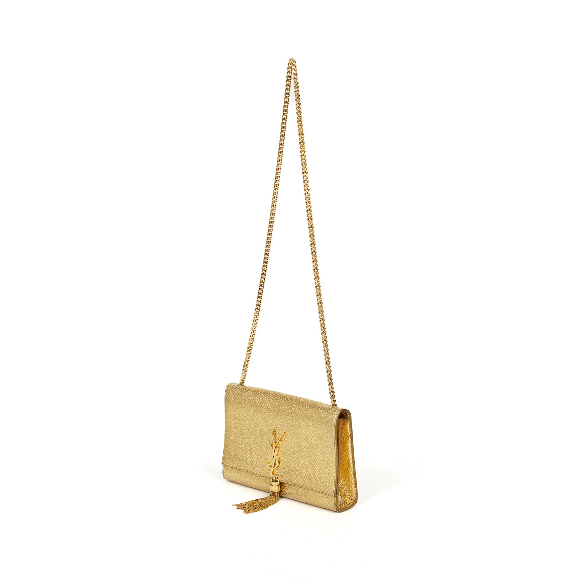 Saint Laurent Medium Python-Embossed Kate Monogram Tassel Bag w/ Box