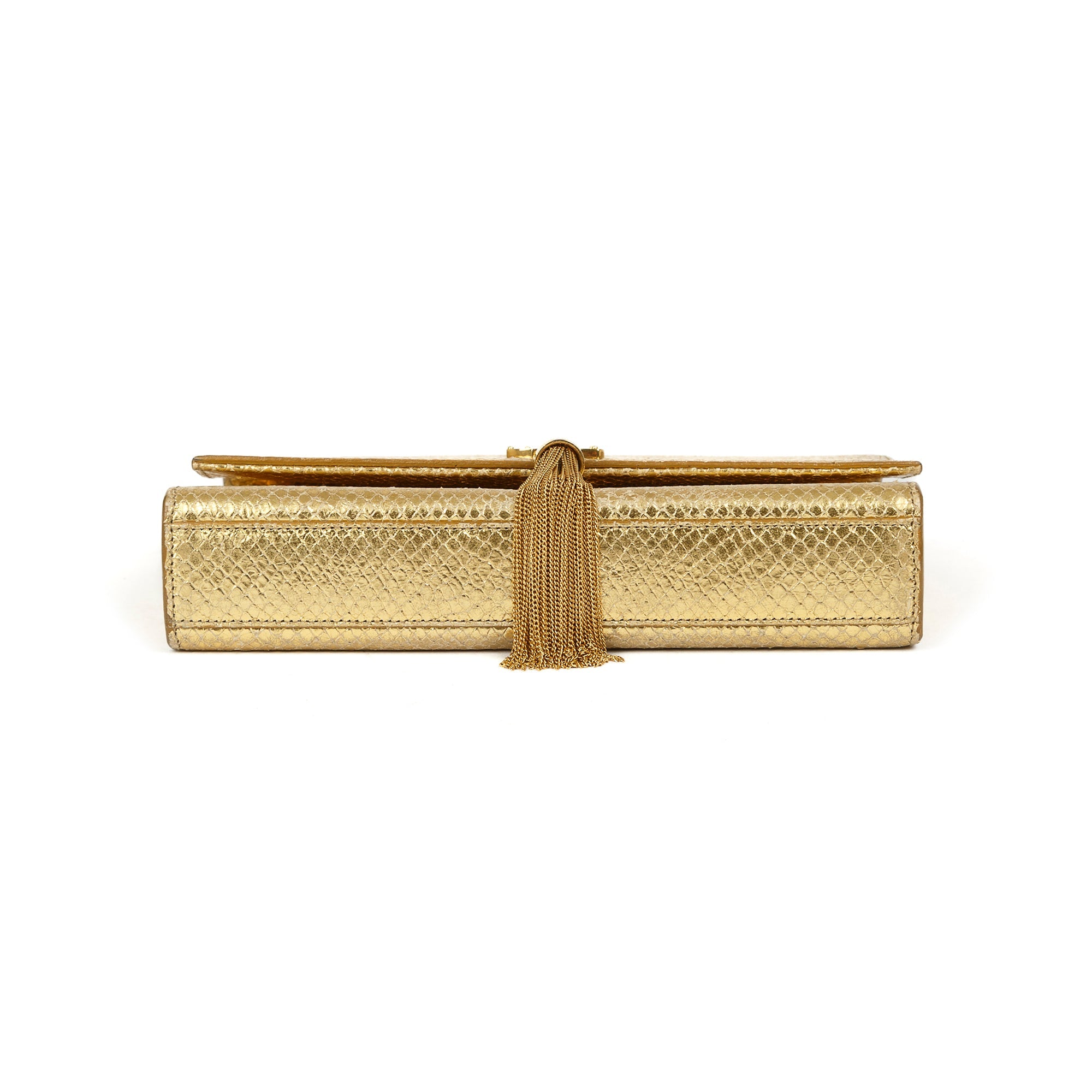 Saint Laurent Medium Python-Embossed Kate Monogram Tassel Bag w/ Box