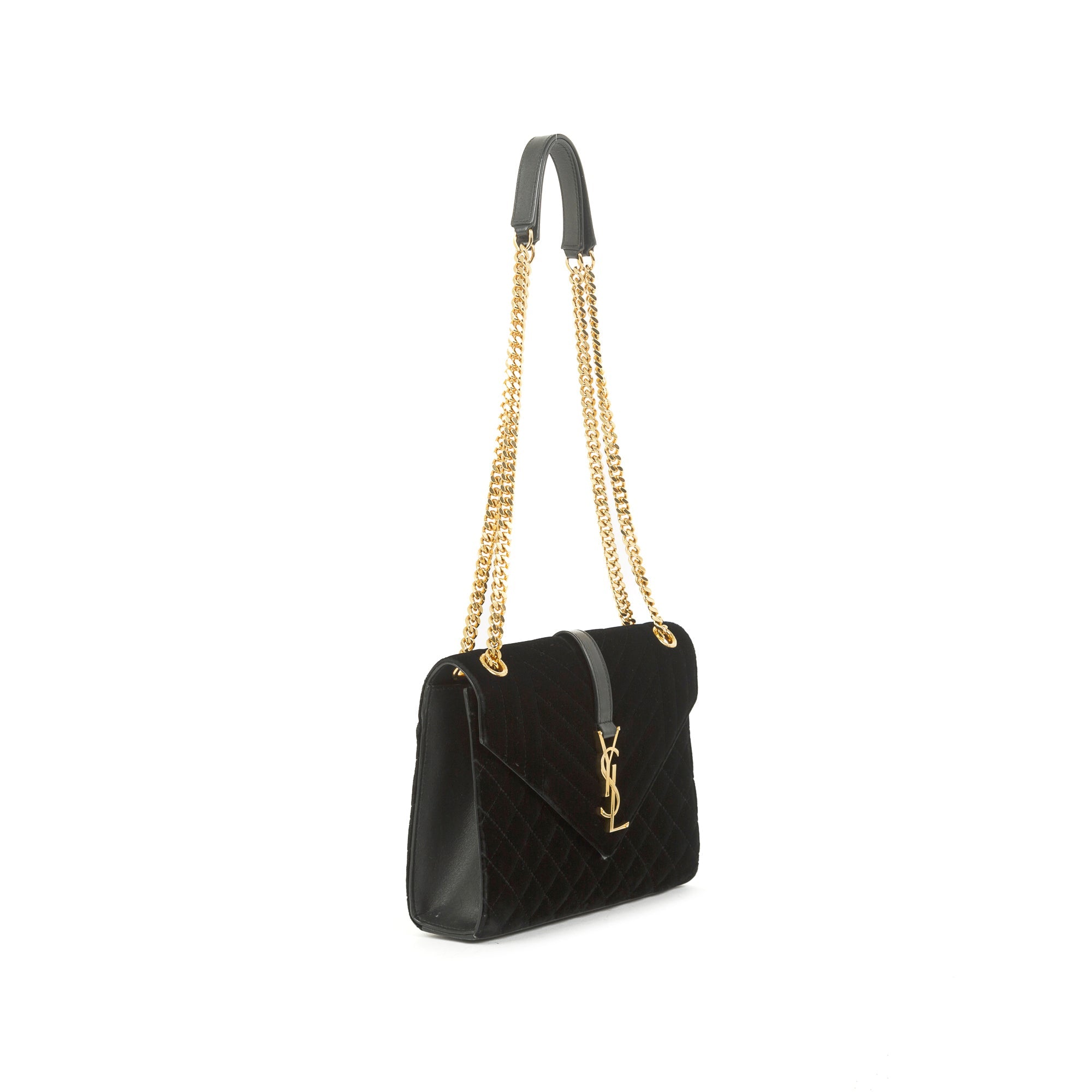 Saint Laurent Medium Velvet Mix Matelasse Envelope Chain Bag