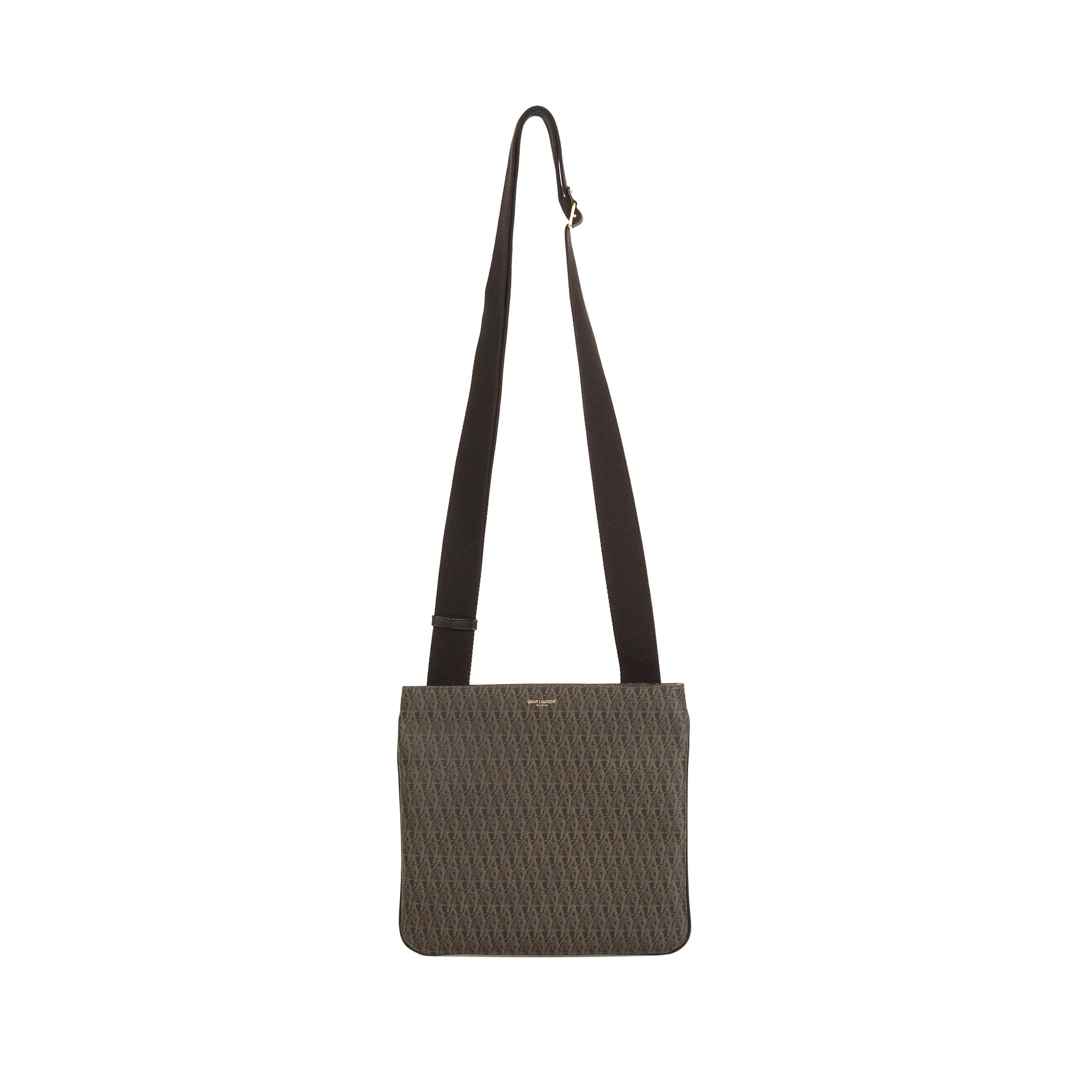 Saint Laurent Monogram Canvas Flat Messenger Bag