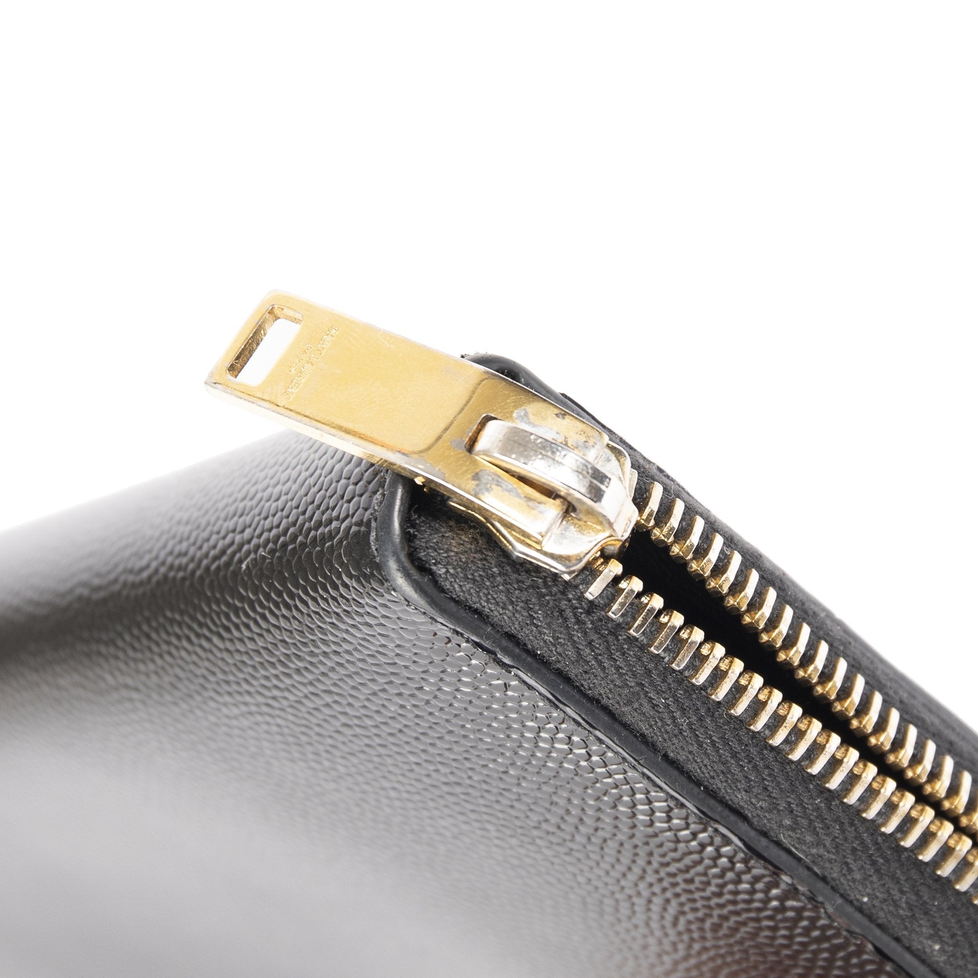 Saint Laurent Shiny Leather Zip Wallet