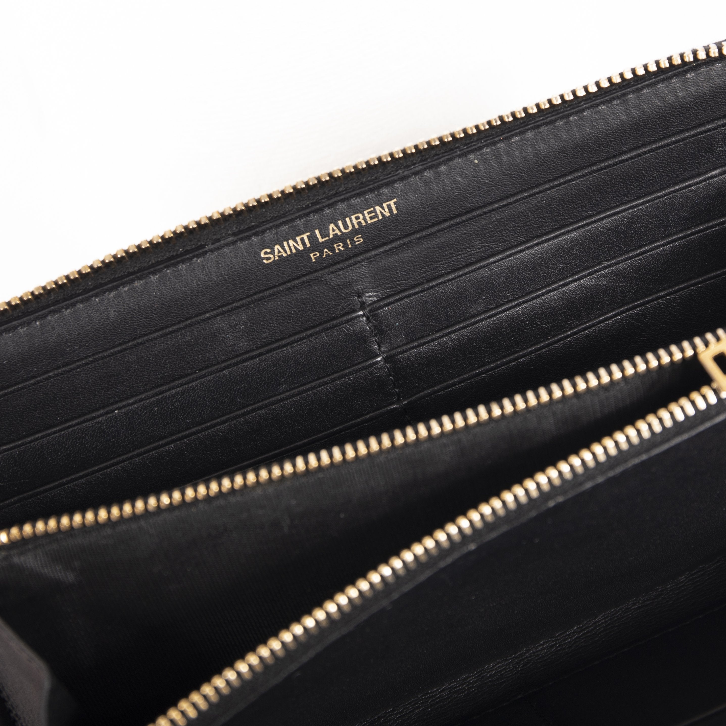 Saint Laurent Shiny Leather Zip Wallet