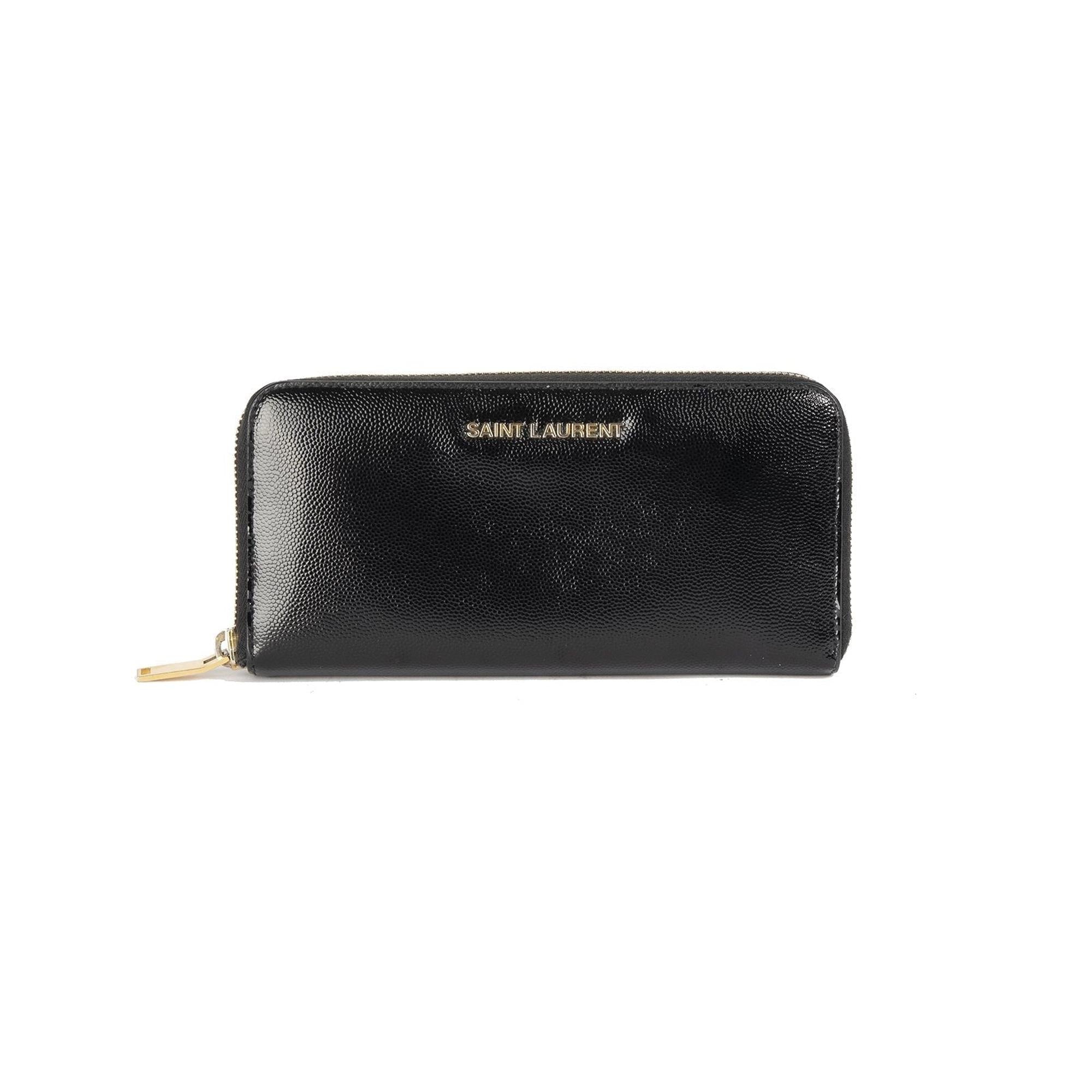 Saint Laurent Shiny Leather Zip Wallet