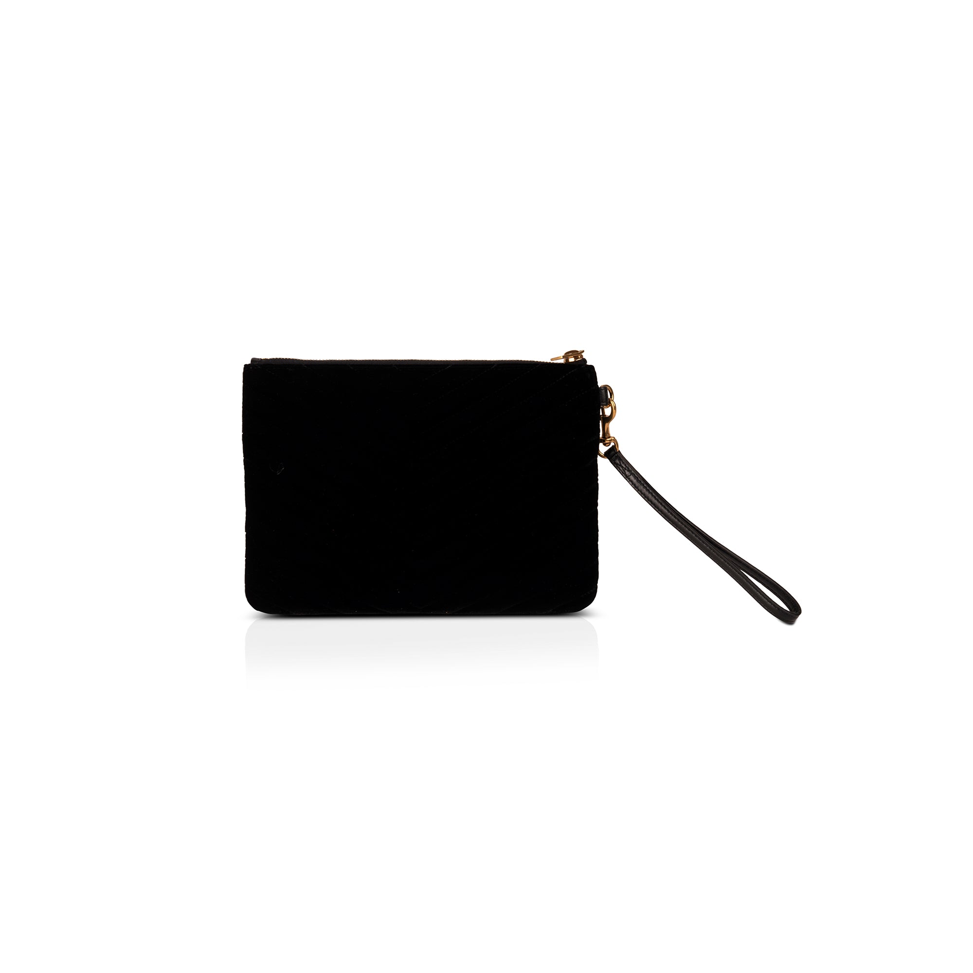 Saint Laurent Velvet Cassandre Wrist Pouch w/ Box
