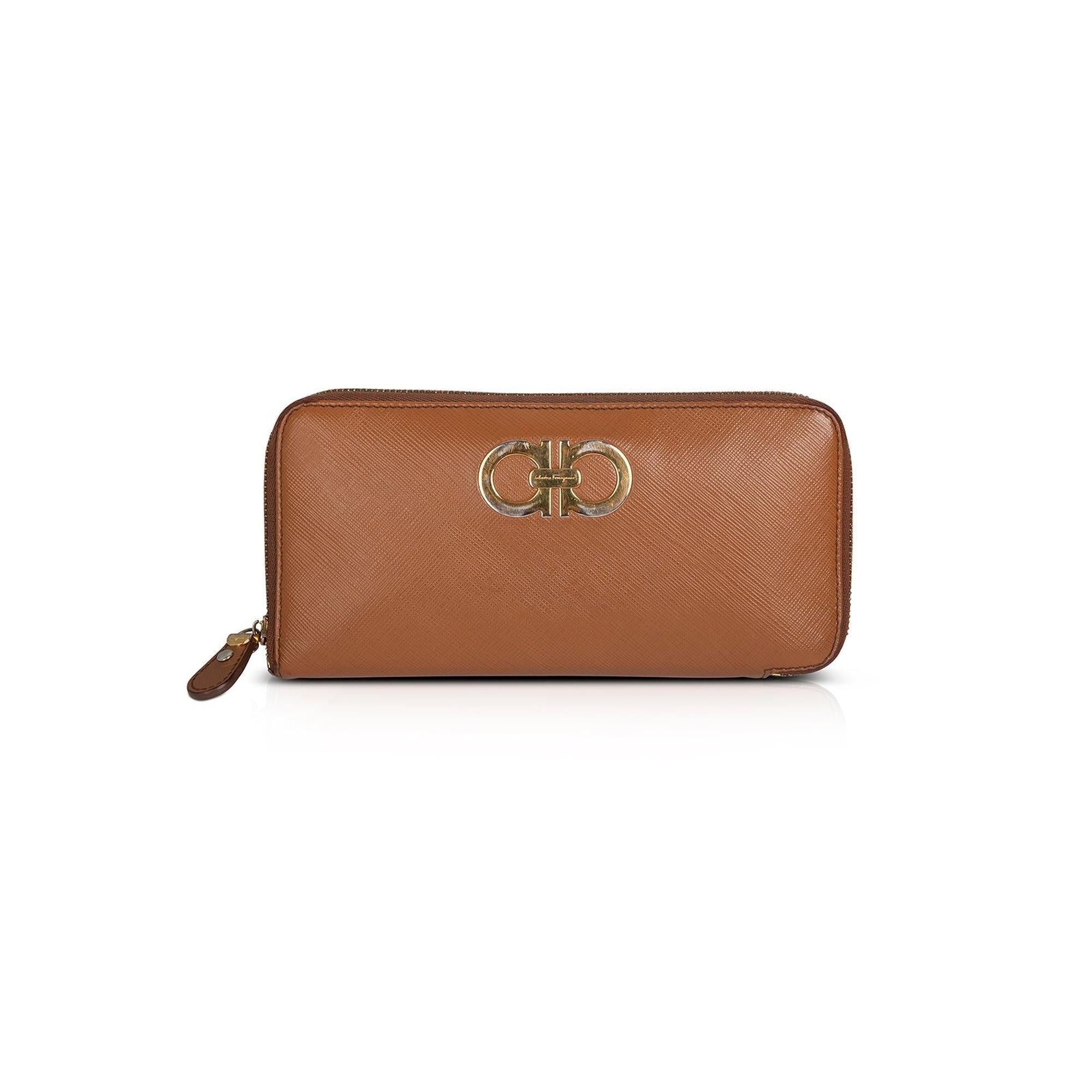 Salvatore Ferragamo Double Gancio Zip-Around Wallet